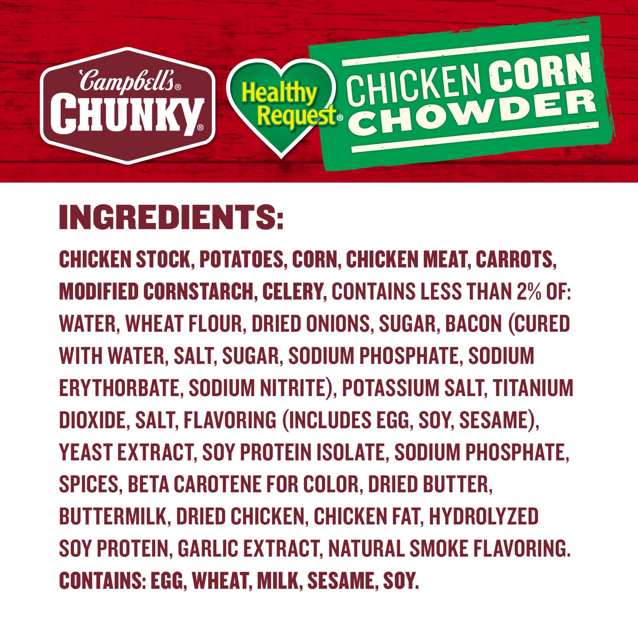 Campbell s Chunky Healthy Request Chicken Corn Chowder protein 14 g close up