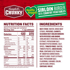 Campbell's Chunky soup bowl with vegetables and beef chunks for a hearty meal.