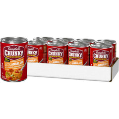 Campbell's Chunky Jazzy Jambalaya can front view with chicken and sausage for a protein-packed meal