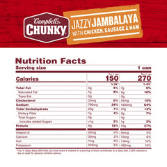 Campbell's Chunky Jazzy Jambalaya served in a bowl, ready to heat for a quick, satisfying meal