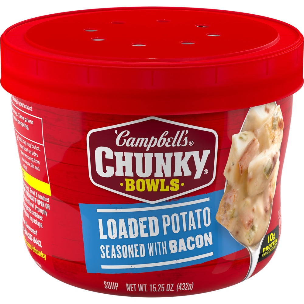 Campbell’s Chunky Loaded Potato with Bacon bowl ready for microwaving and quick meals