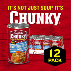 Microwave-ready Campbell's Chunky soup; quick lunch solution.