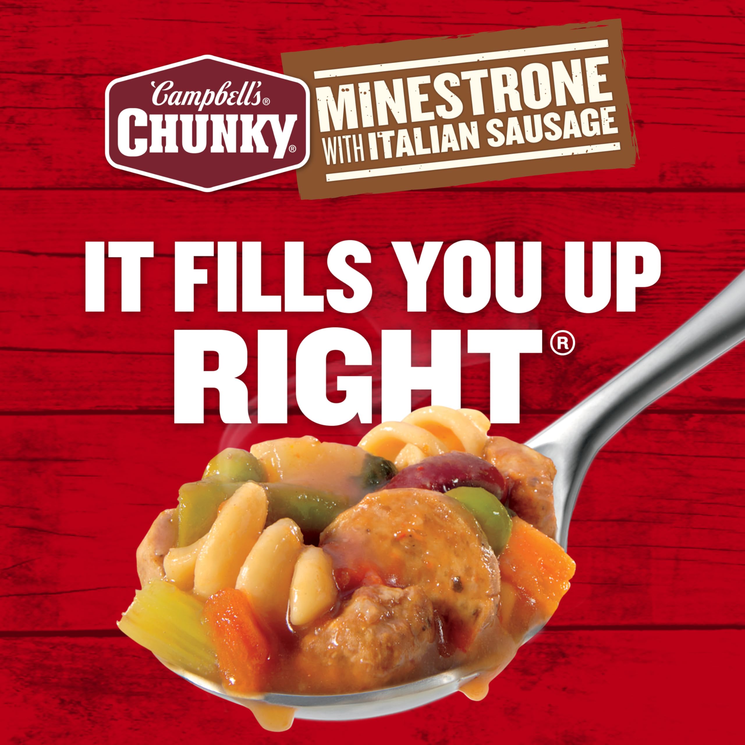 Campbell's Chunky Minestrone microwave-heat for quick, convenient meals.
