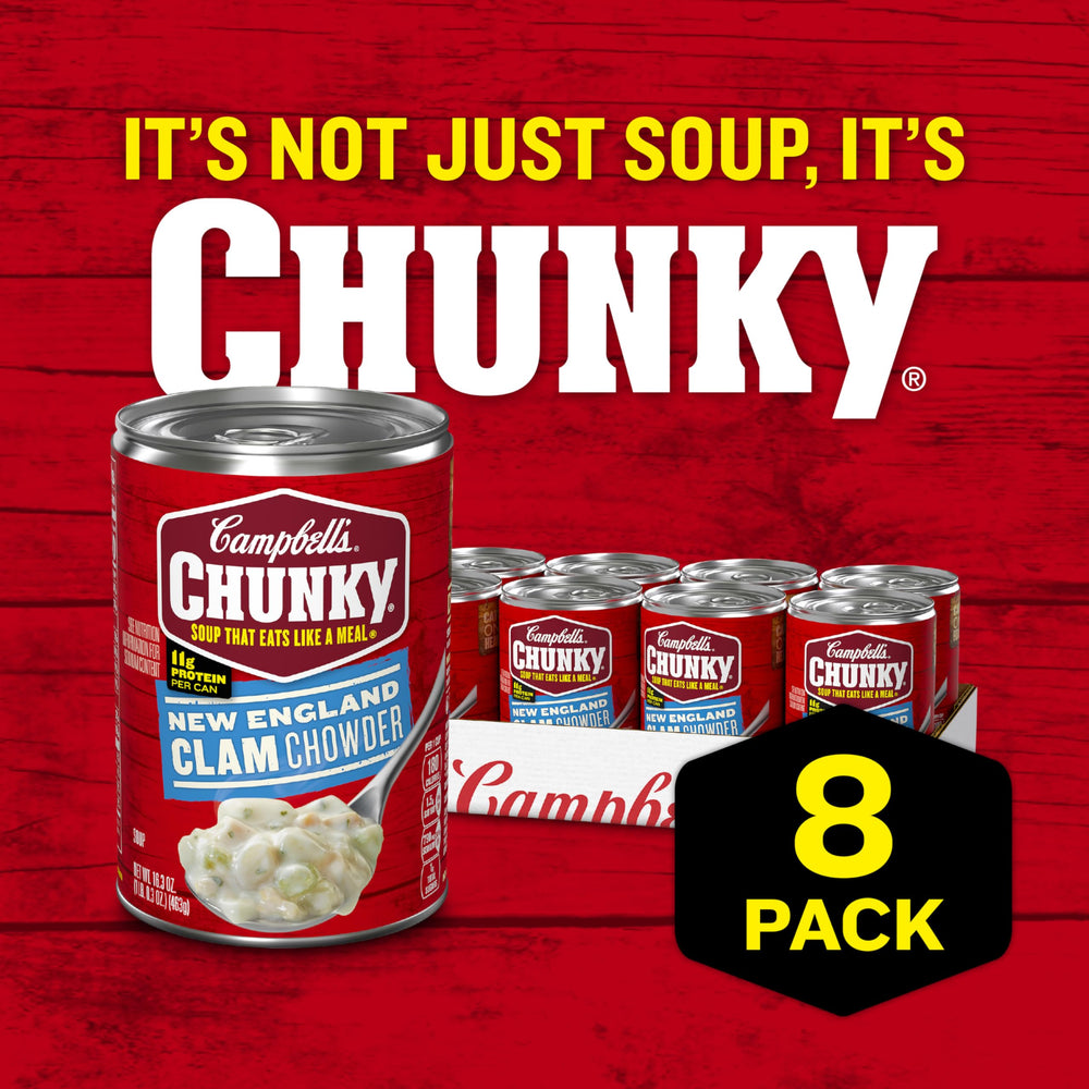 Cook in microwave-safe bowl; Campbell's Chunky New England Clam Chowder heats quickly.