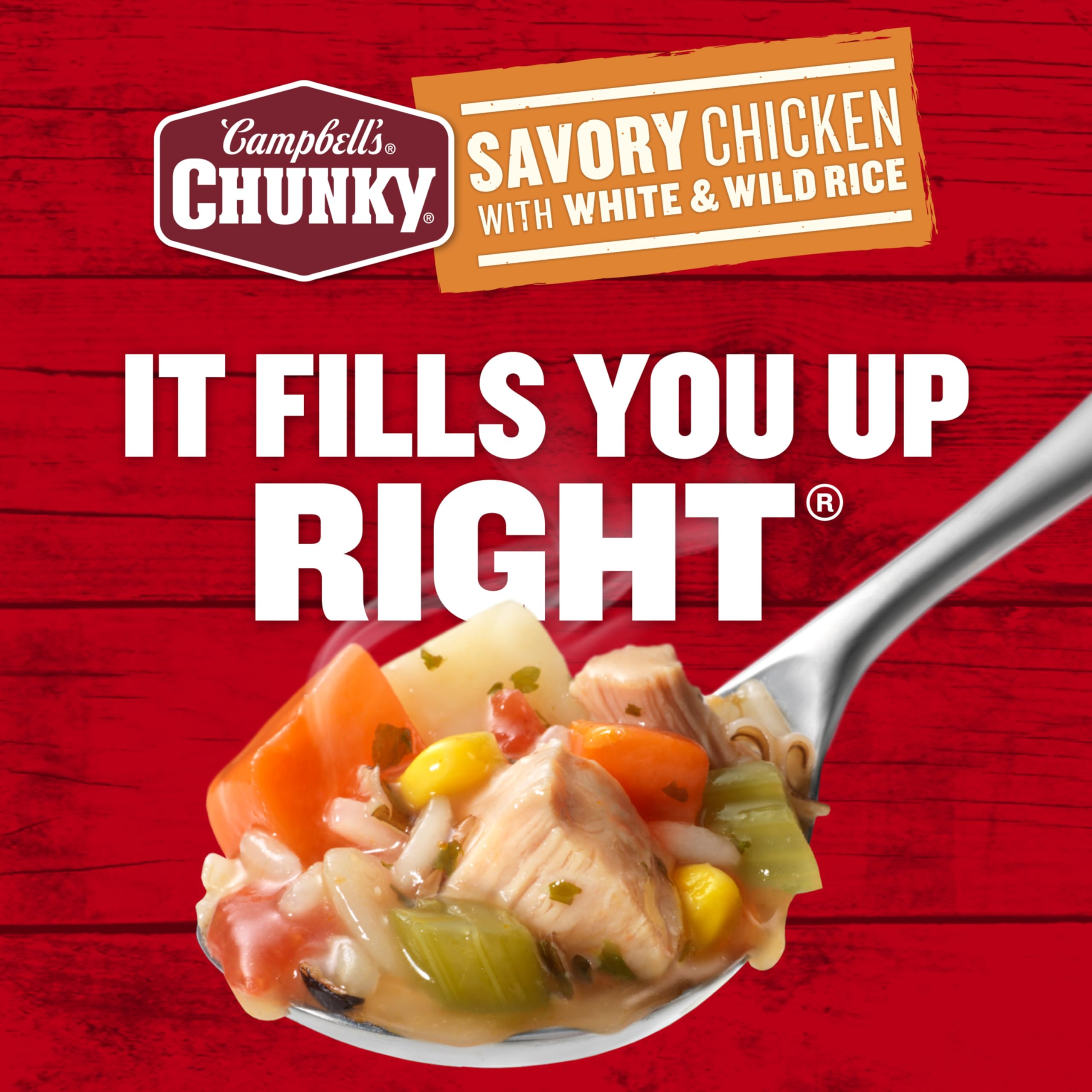 Outdoor-ready Campbell's Chunky over a campfire, warm and satisfying