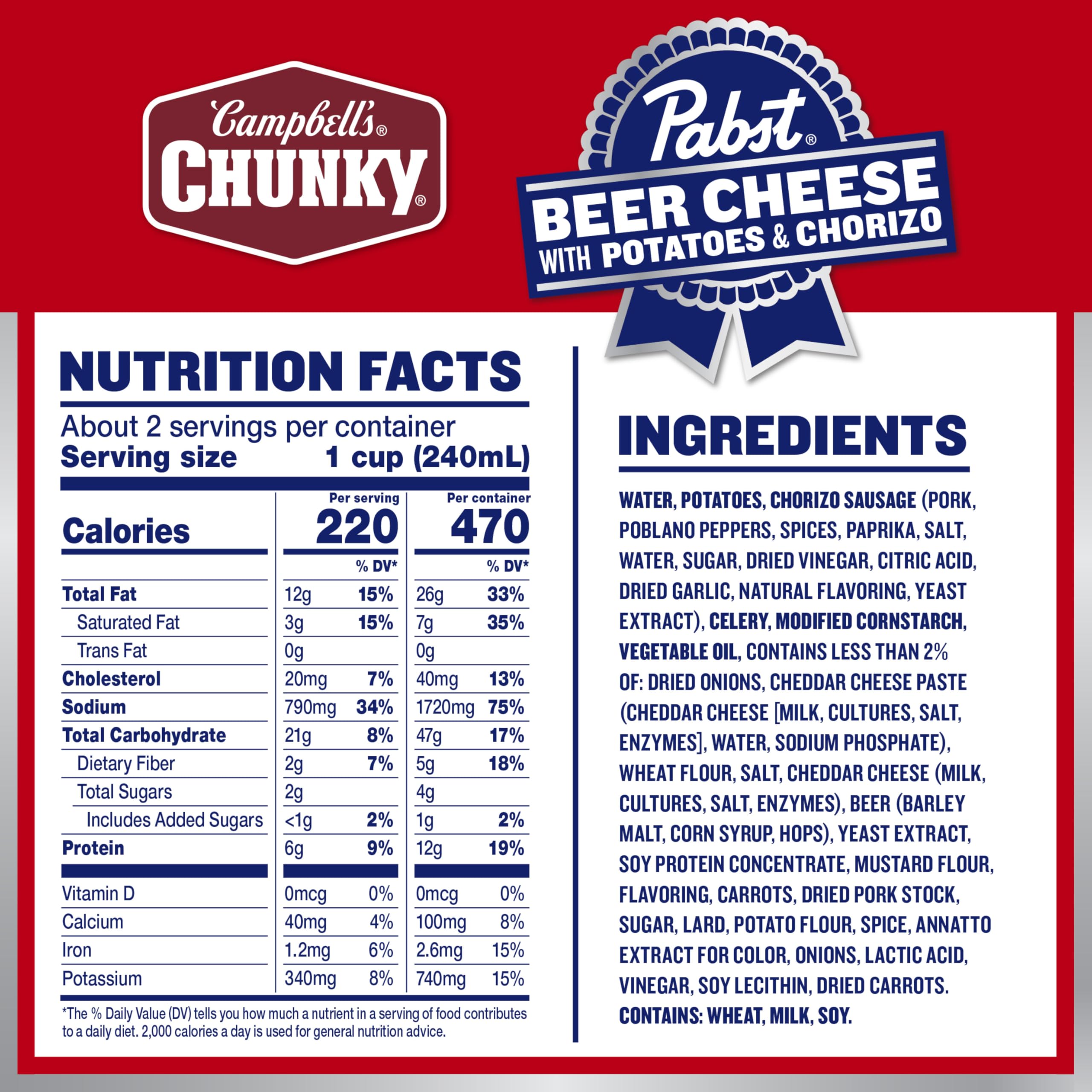 Can of Campbell’s Chunky Pabst Beer Cheese Soup warming in the microwave.