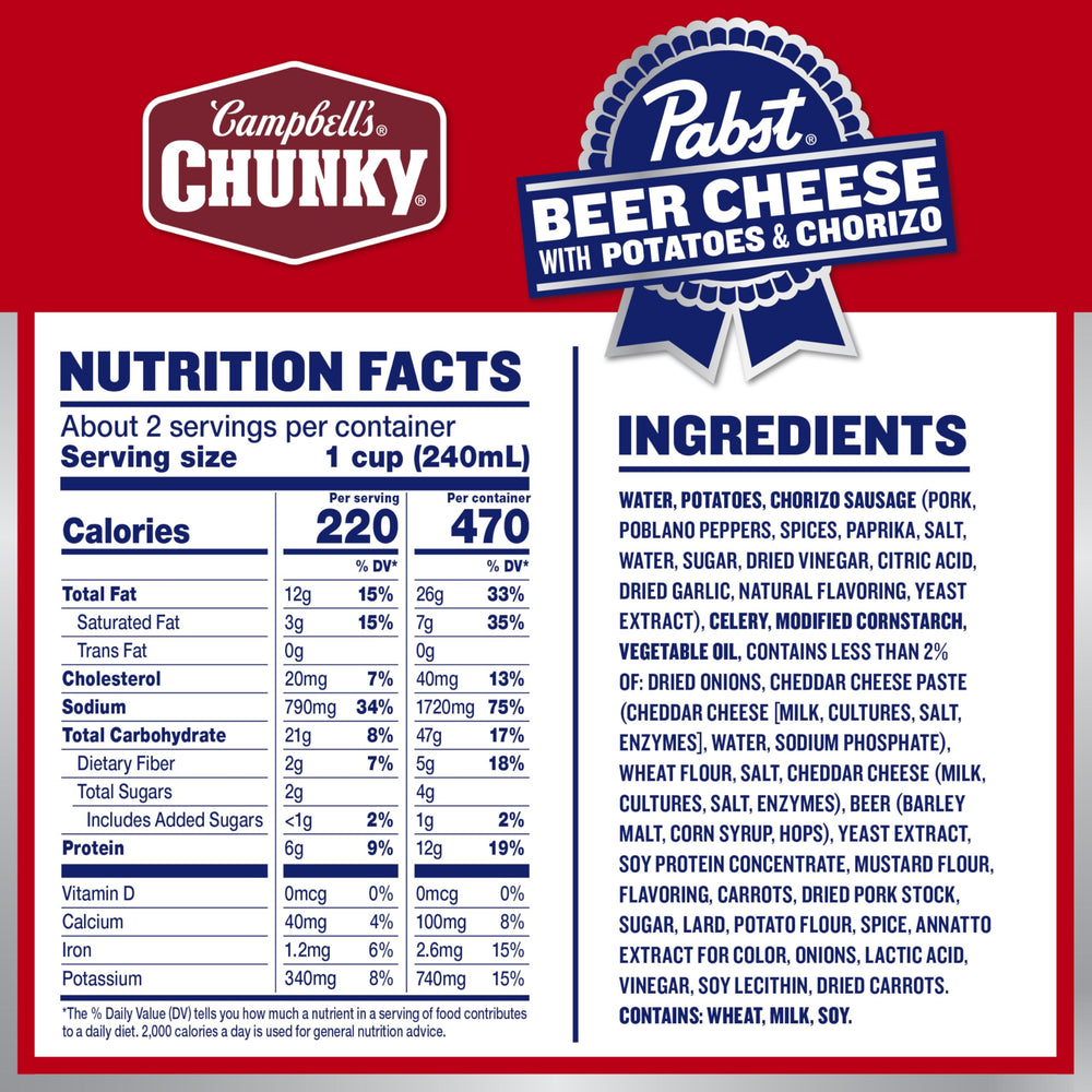 Can of Campbell’s Chunky Pabst Beer Cheese Soup warming in the microwave.