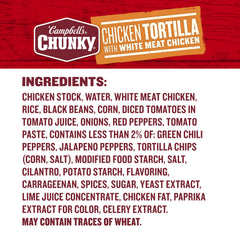 Campbell's Chunky Chicken Tortilla Soup highlights 17 grams of protein per can