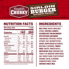 Beef, potatoes, and carrots in Campbell's Chunky Sirloin Burger country vegetables mix.