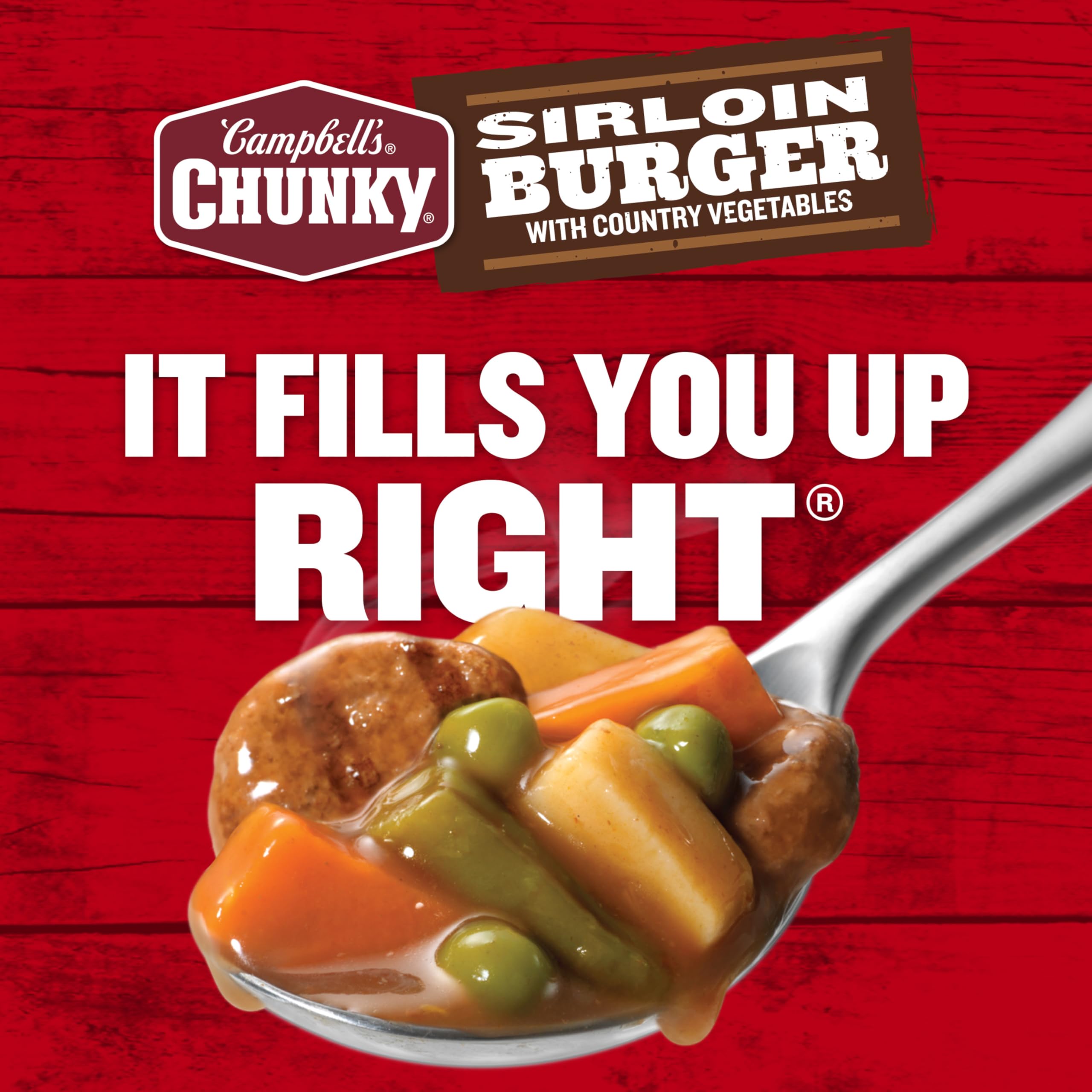 Campbell's Chunky Sirloin Burger provides 15 g protein per can for a satisfying bite.
