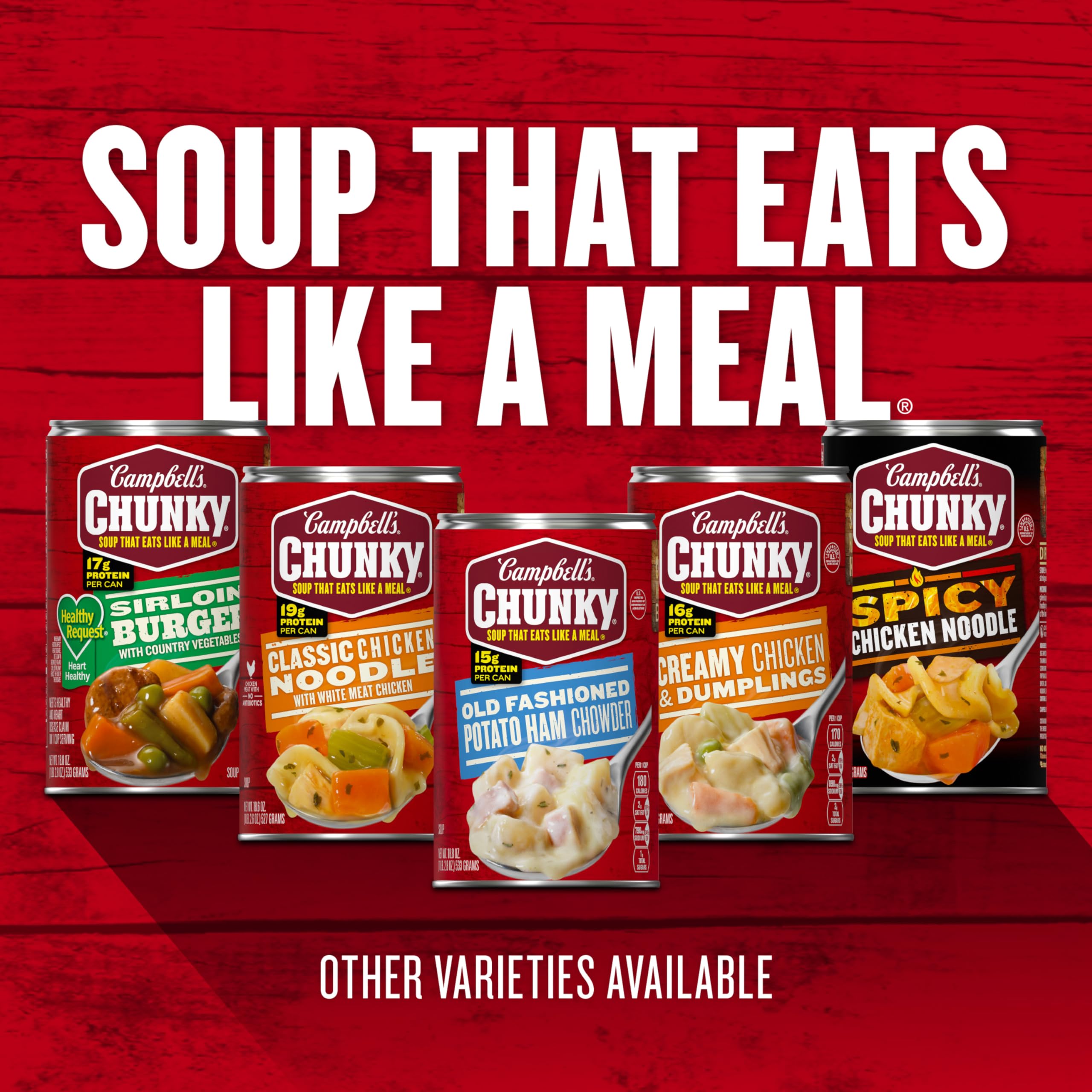 Campbell's Chunky soup that eats like a meal, ideal for busy days.