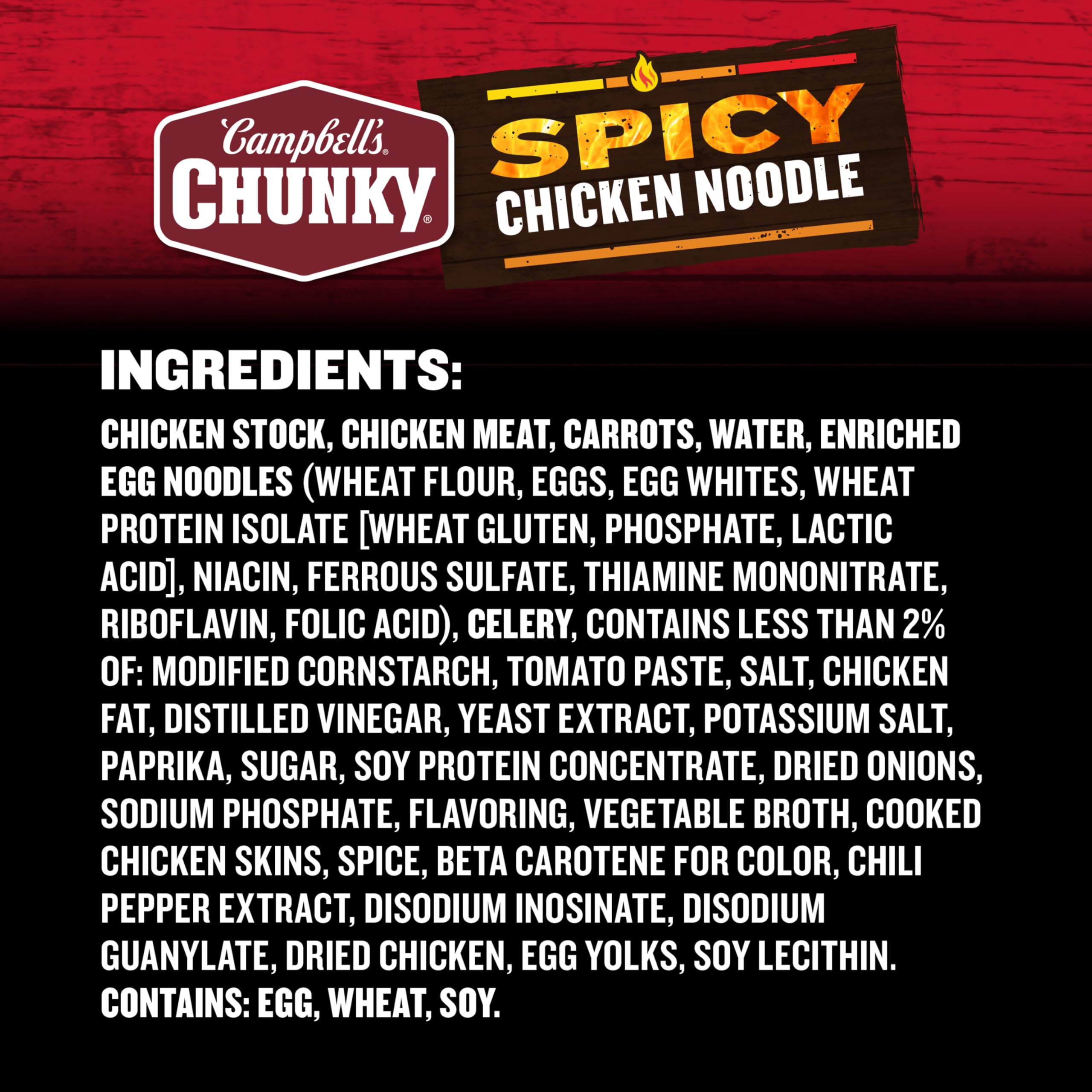 Campbell's Chunky Spicy Chicken Noodle vegetables and noodles in broth