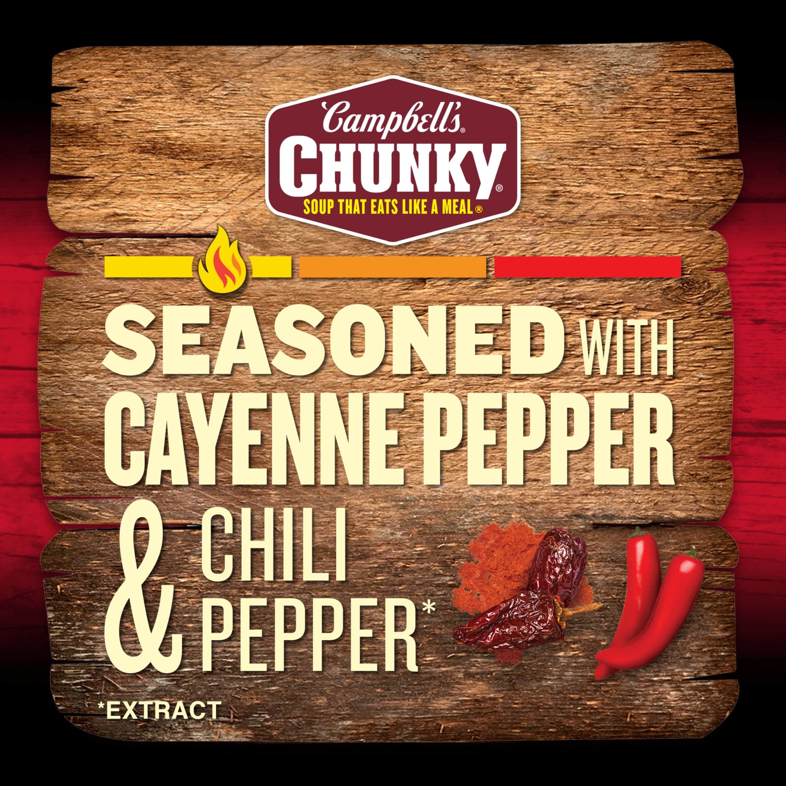 Ingredients and flavors depicted to inspire quick, flavorful meals with Campbell's Chunky Soup.