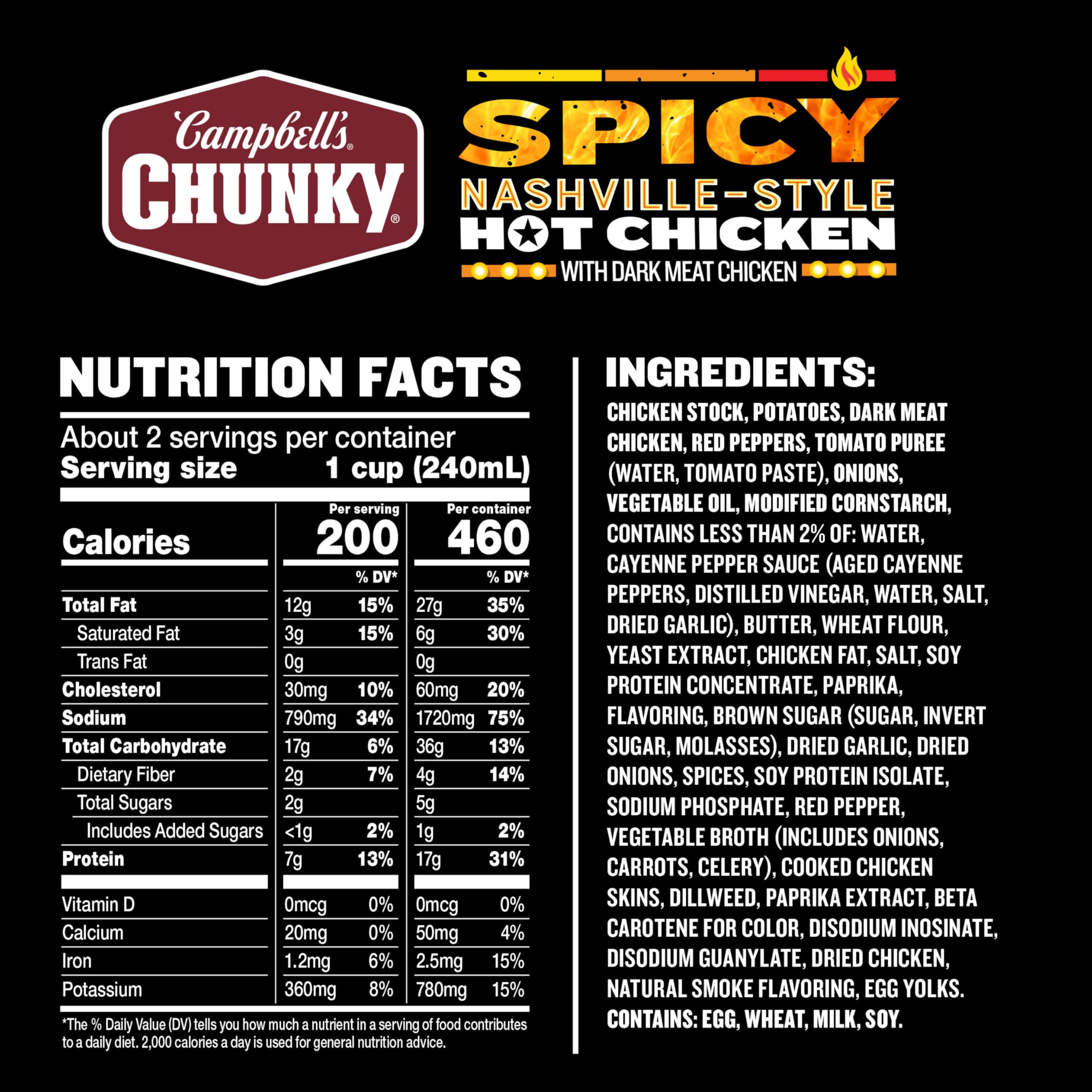 Close-up of Campbell’s Chunky ingredients including potatoes and red peppers in the soup.