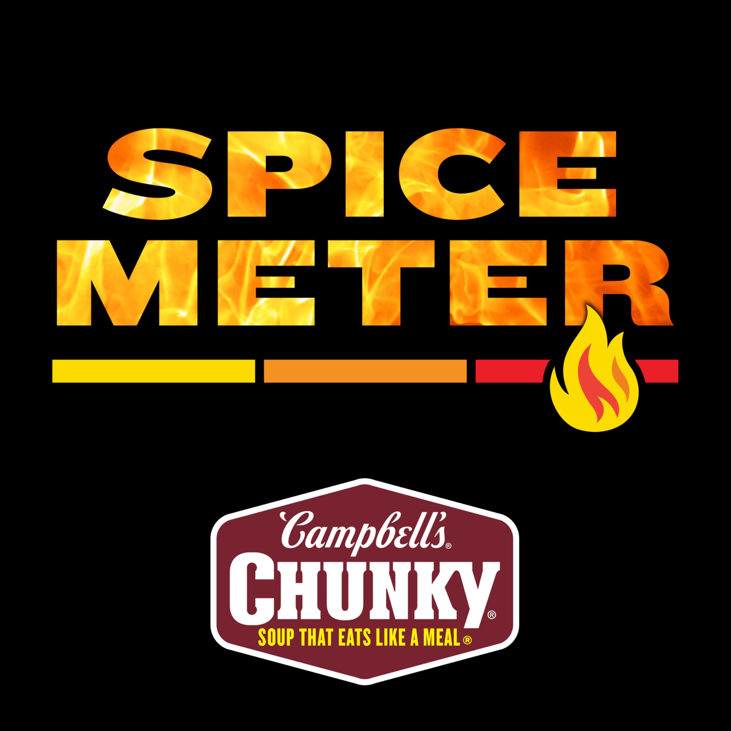 Microwave-safe bowl with Campbell’s Chunky Spicy Nashville-Style Hot Chicken Soup steaming.