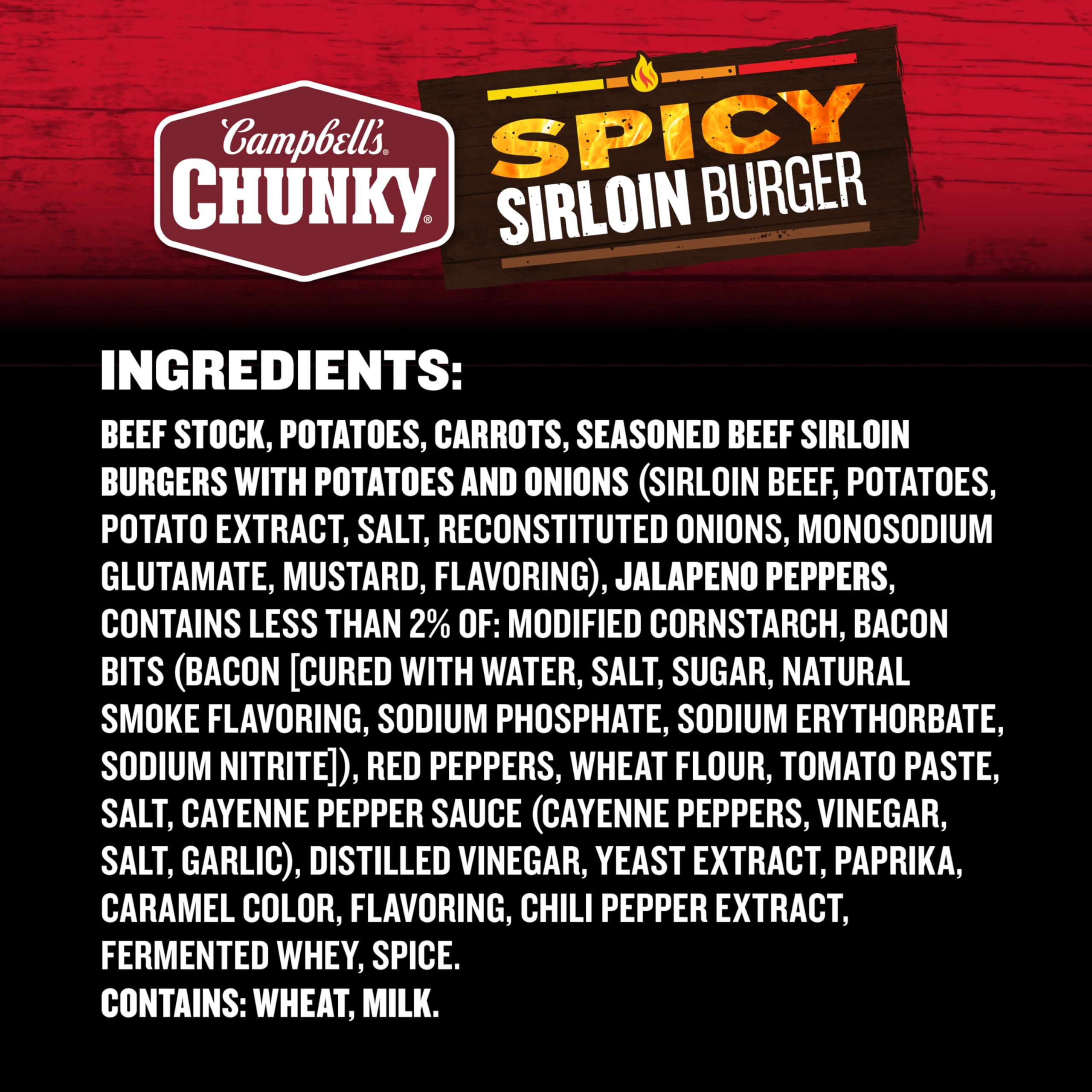 Campbell's Chunky Spicy Sirloin Burger Soup serving near a campfire for outdoor warmth.
