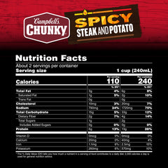 Campbell's Chunky Spicy Steak and Potato serving bowl, perfect for a quick, satisfying lunch.