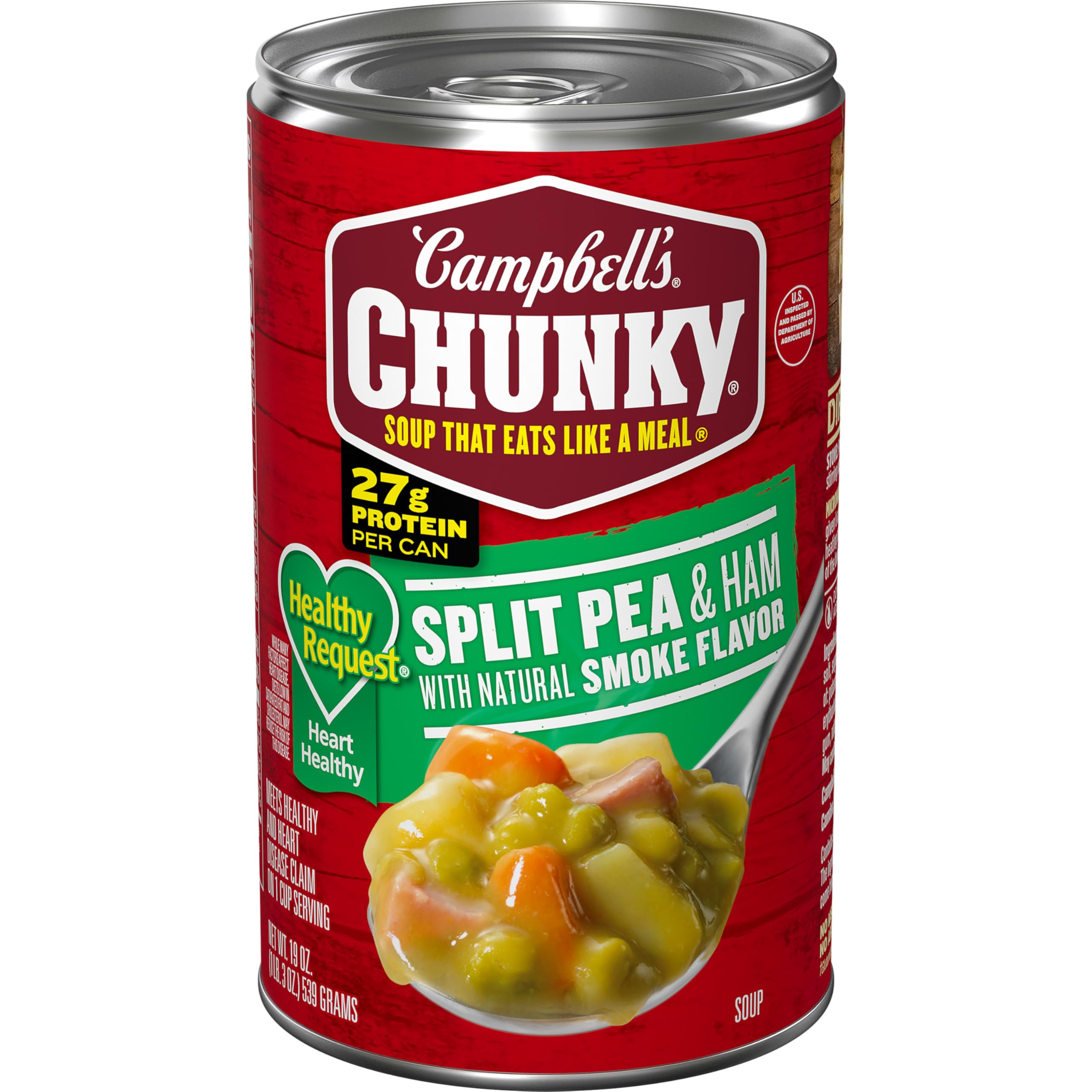 Campbell's Chunky Split Pea Soup with Ham, steaming bowl ready for a hearty meal