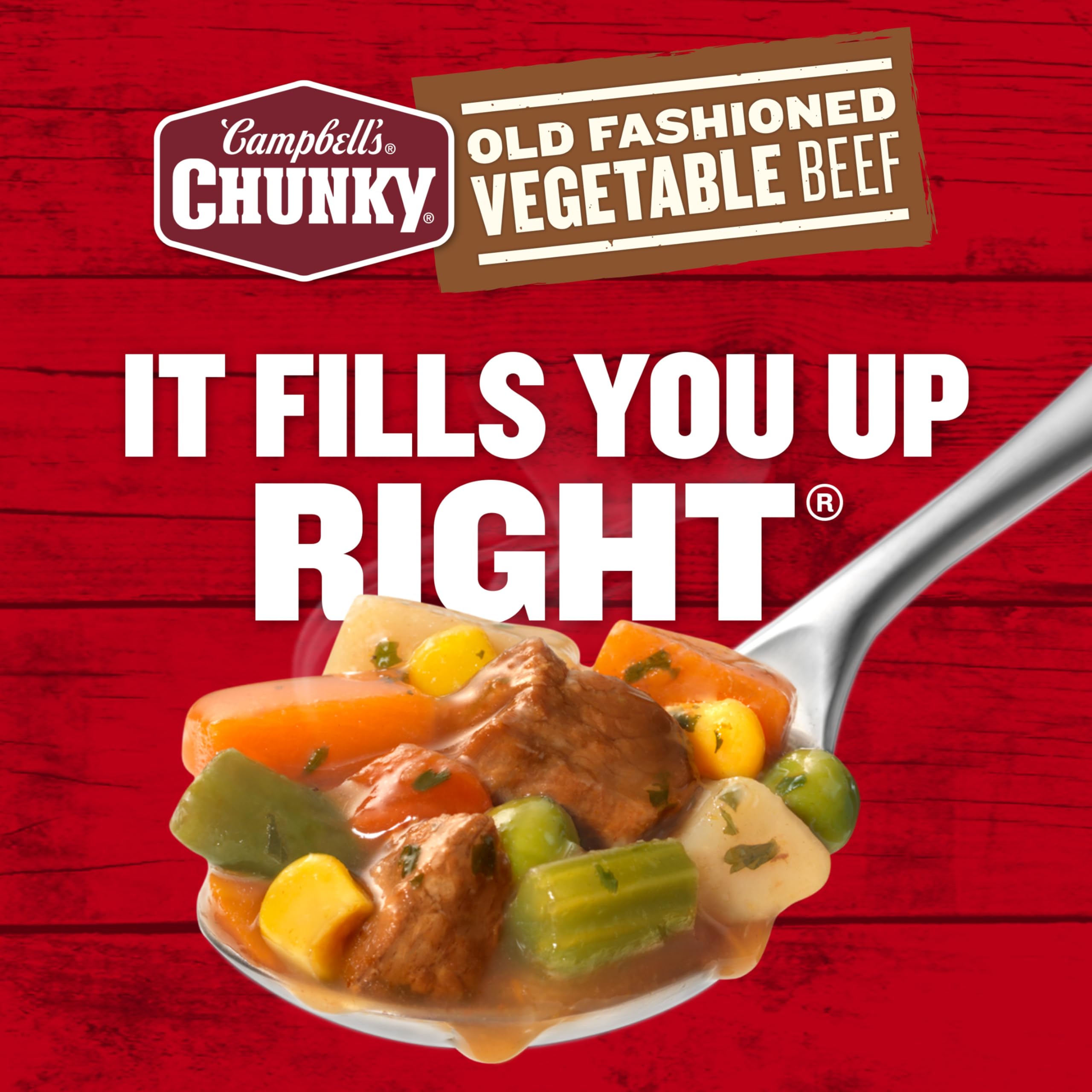 Campbell's Chunky Vegetable Beef Soup as a pantry staple for busy days.