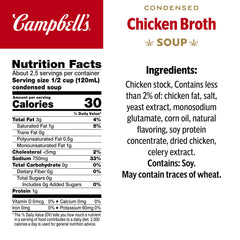 Campbell's Condensed Chicken Broth can side view highlighting versatility for gravies