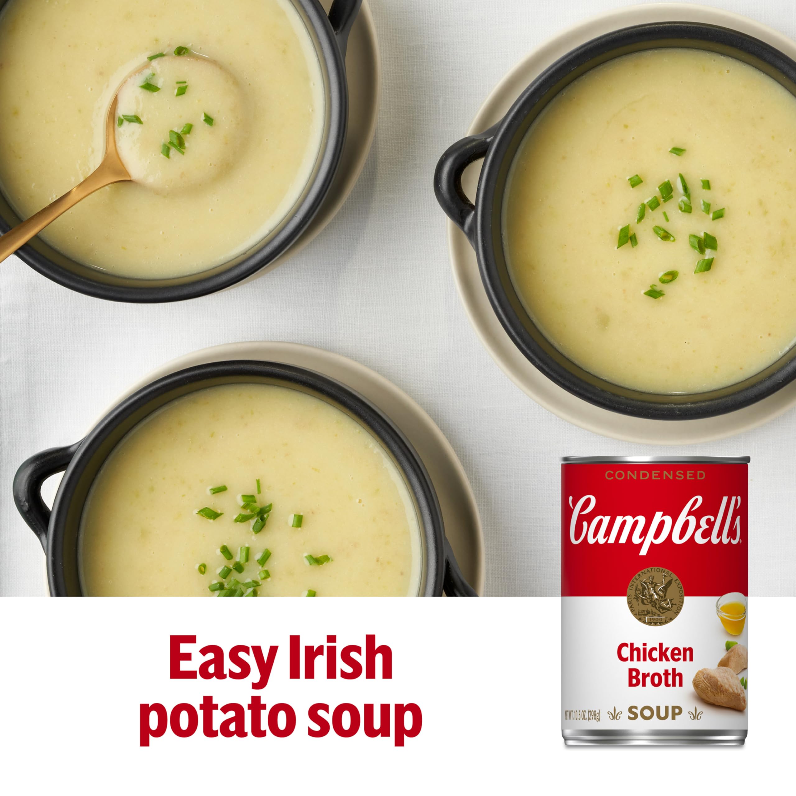 Pantry scene featuring Campbell's Condensed Chicken Broth, a kitchen staple