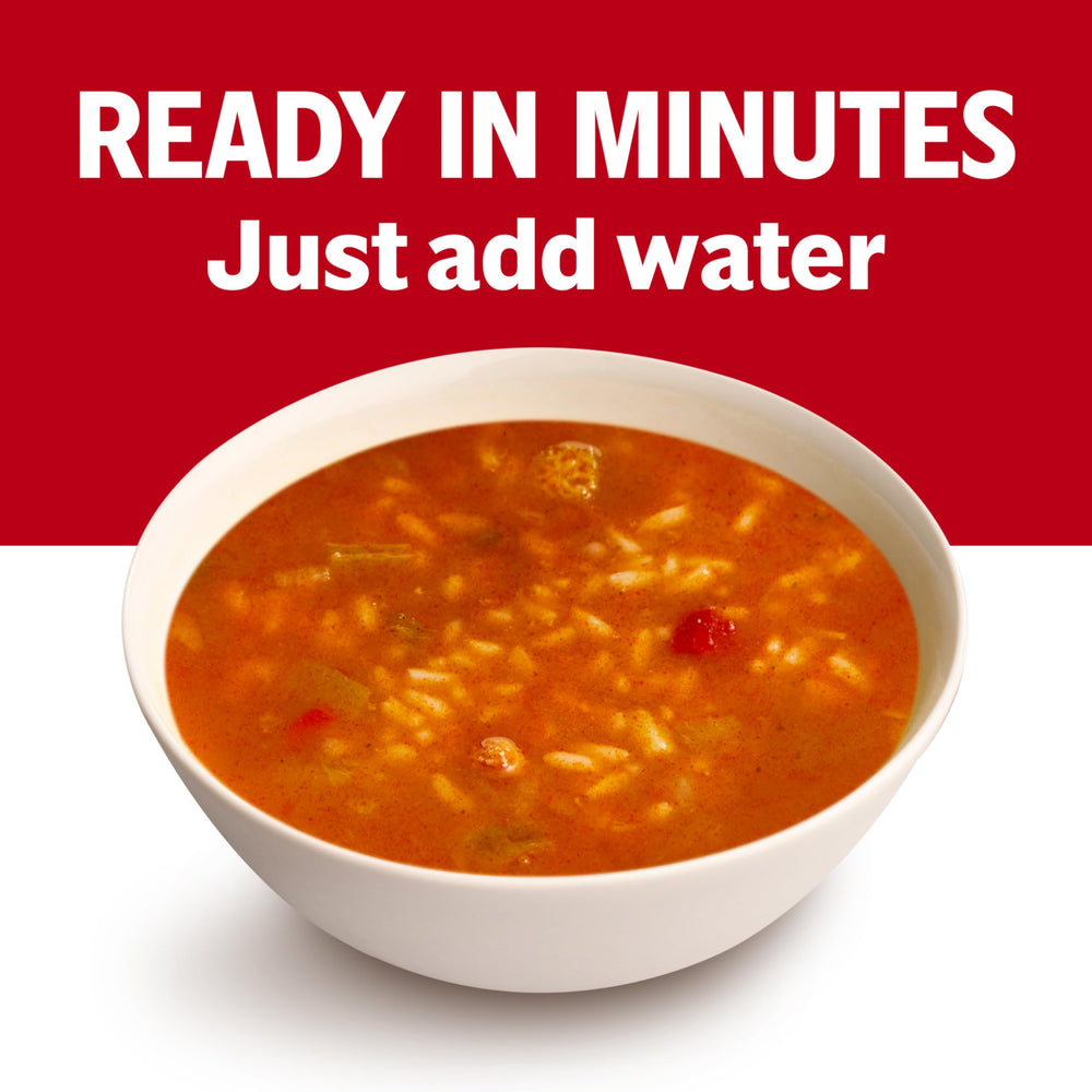 Campbell's Gumbo with avocado topping adds creamy contrast and freshness.