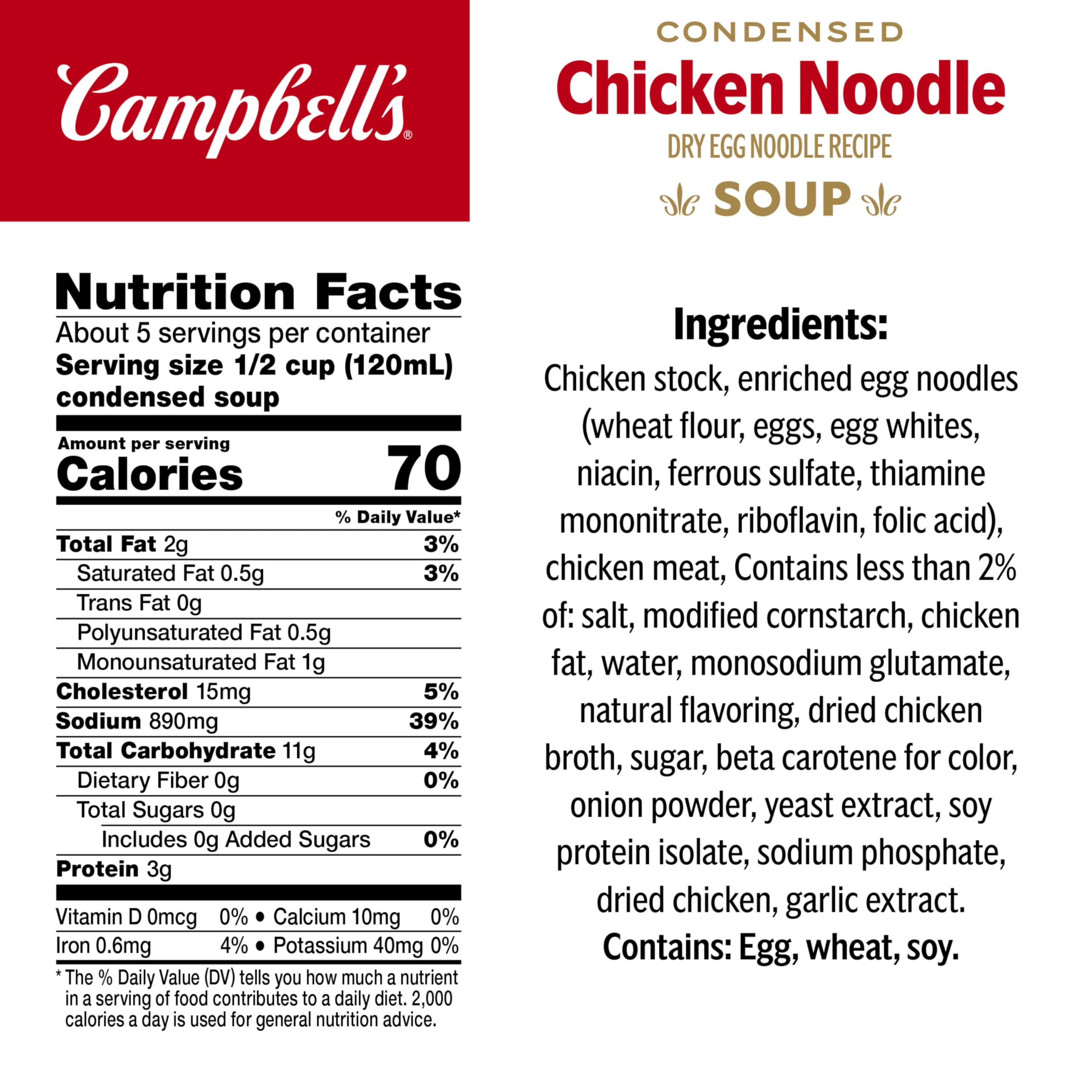 Campbell's Chicken Noodle Soup egg noodles close-up showing comforting texture.