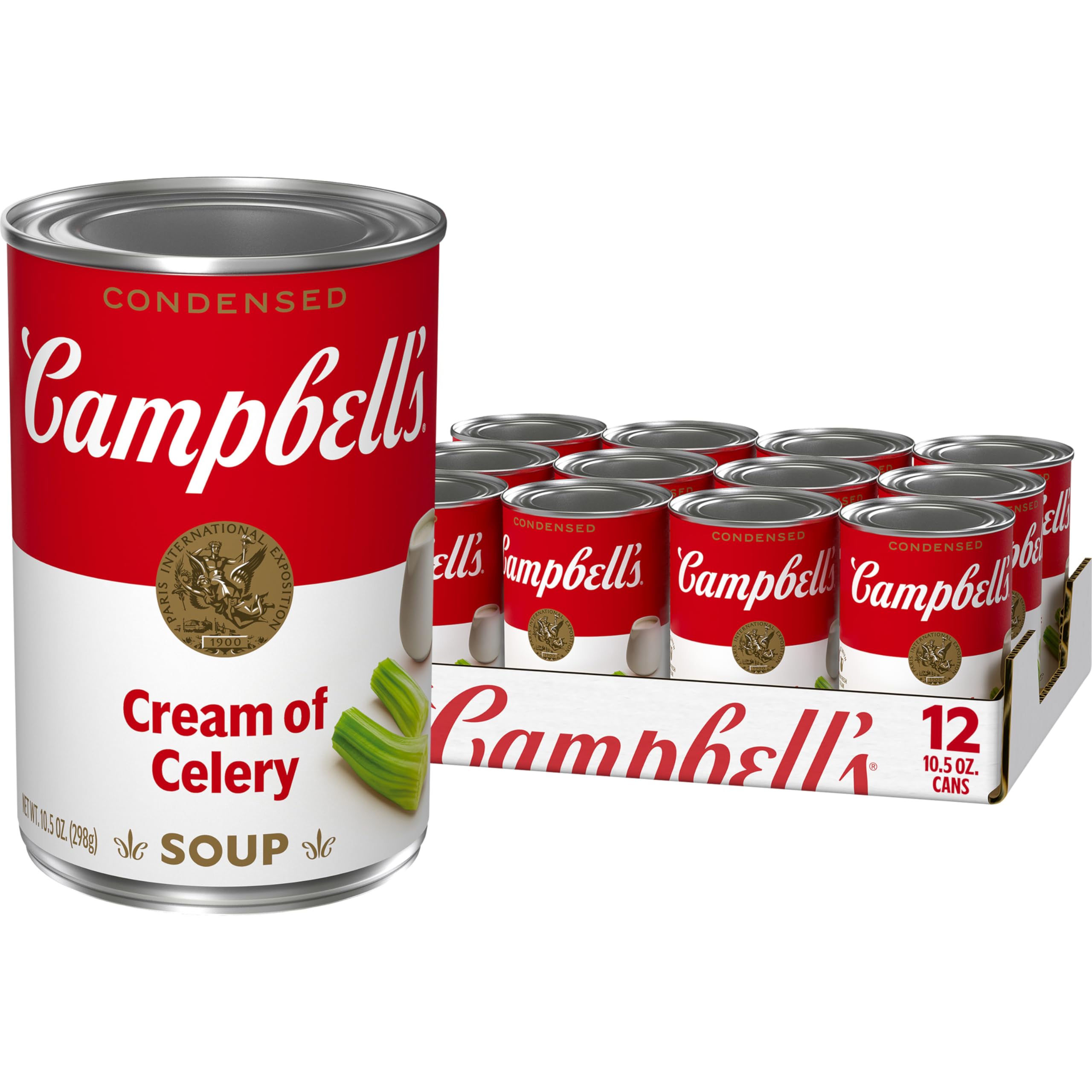 Campbell's condensed cream of celery soup can pack for easy pantry convenience.