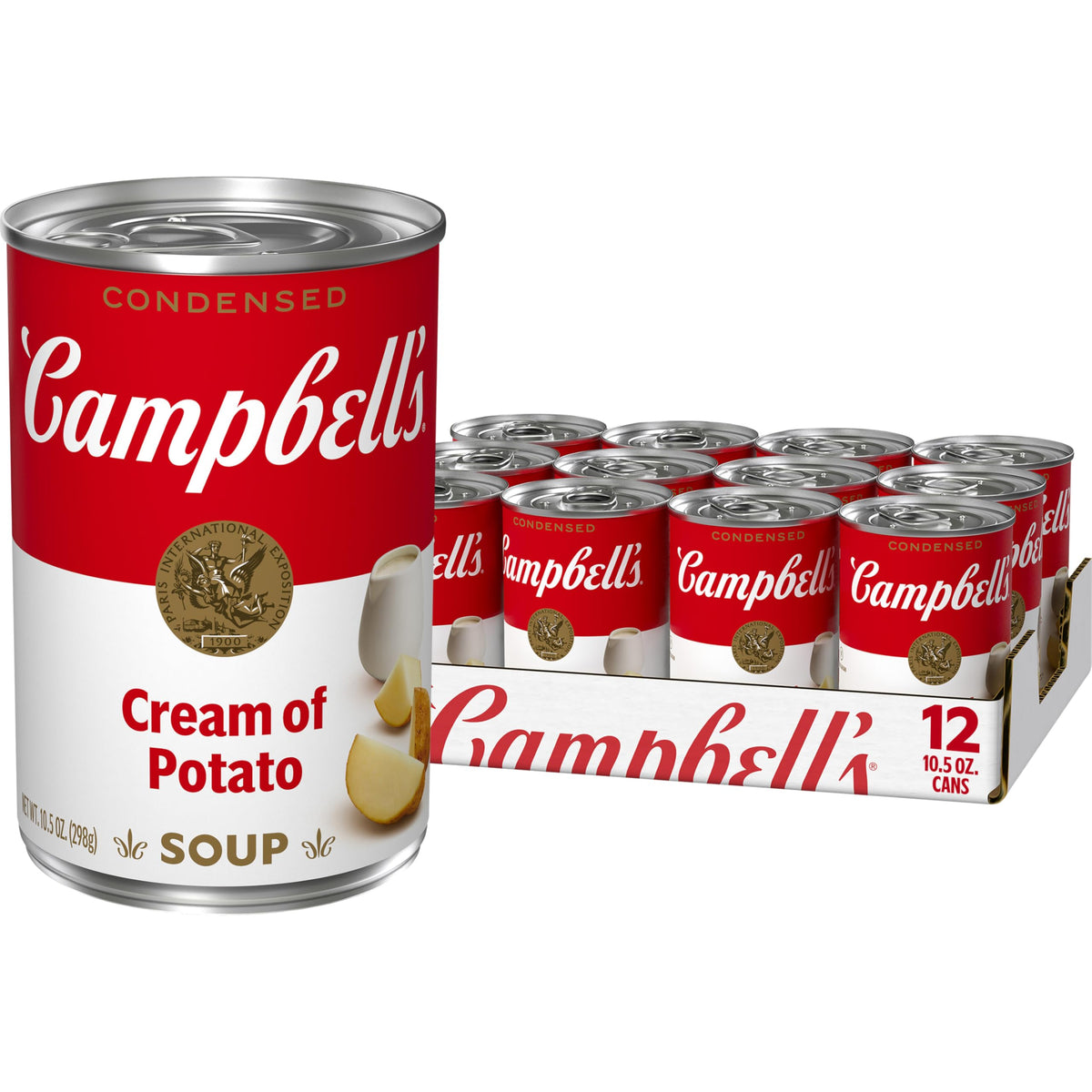 Campbell's Cream of Potato Soup pack offers a ready pantry staple for quick creamy meals.