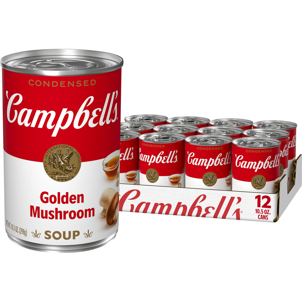 Campbell's Golden Mushroom Soup can front provides a rich base for quick meals