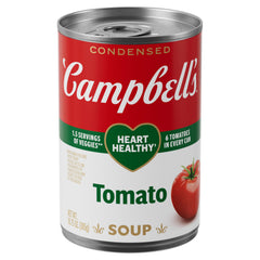 Campbell's condensed Healthy Request tomato soup can on pantry shelf for warmth