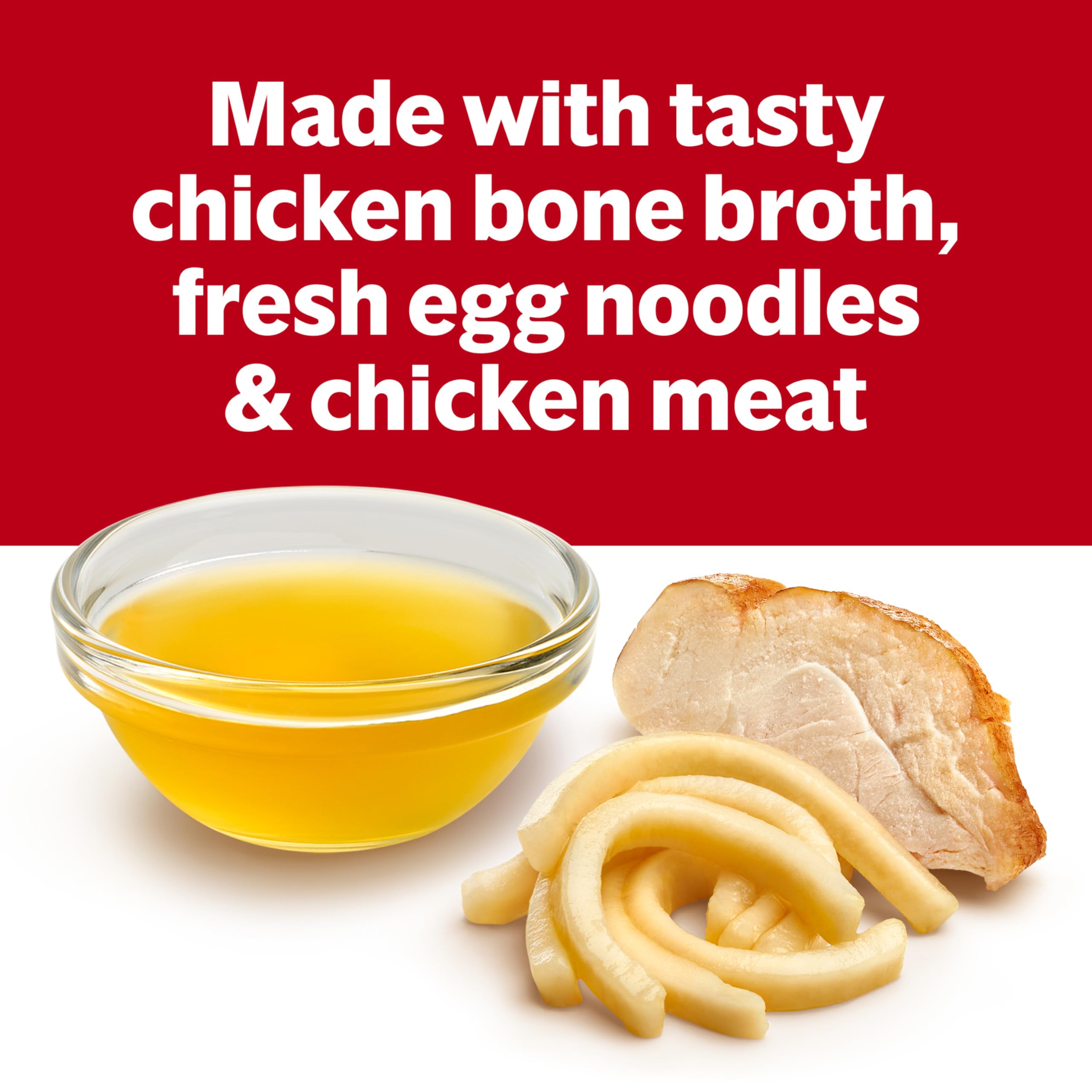 Campbell's Heart Healthy Chicken Noodle Soup noodles in a comforting bowl.