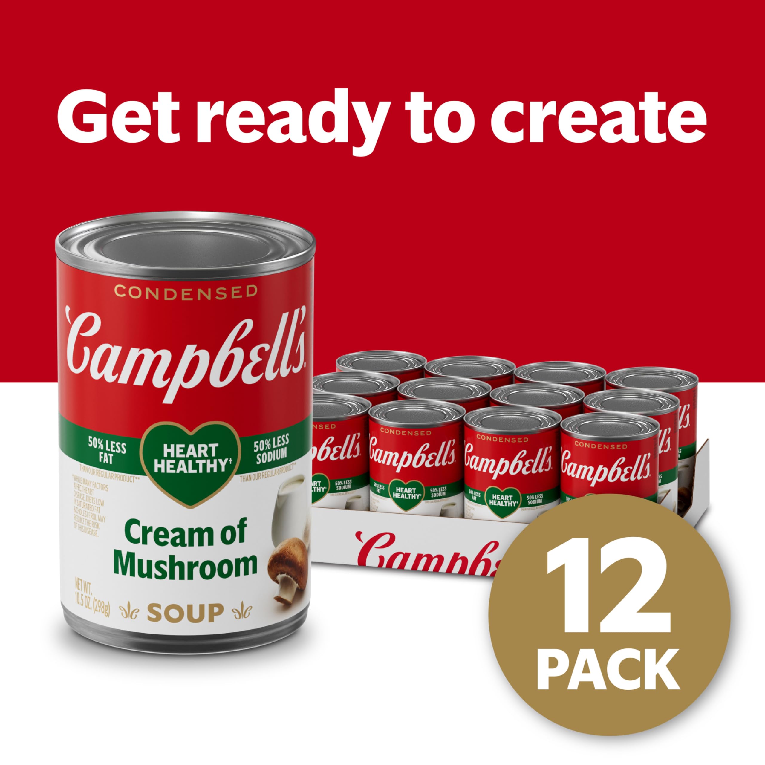 Mushrooms in creamy base of Campbell's Heart Healthy Cream of Mushroom Soup