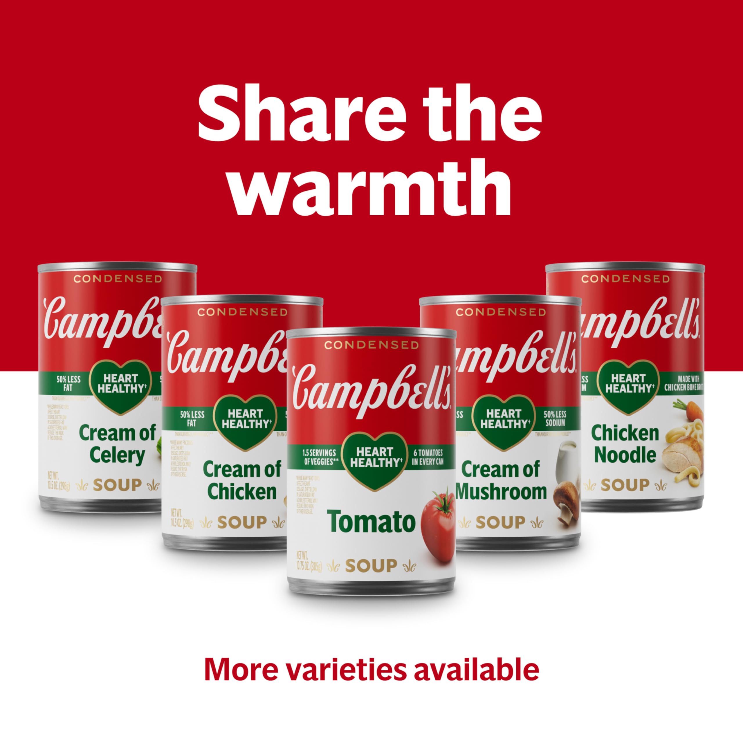 Recyclable can of Campbell's Heart Healthy Cream of Mushroom Soup with no BPA lining