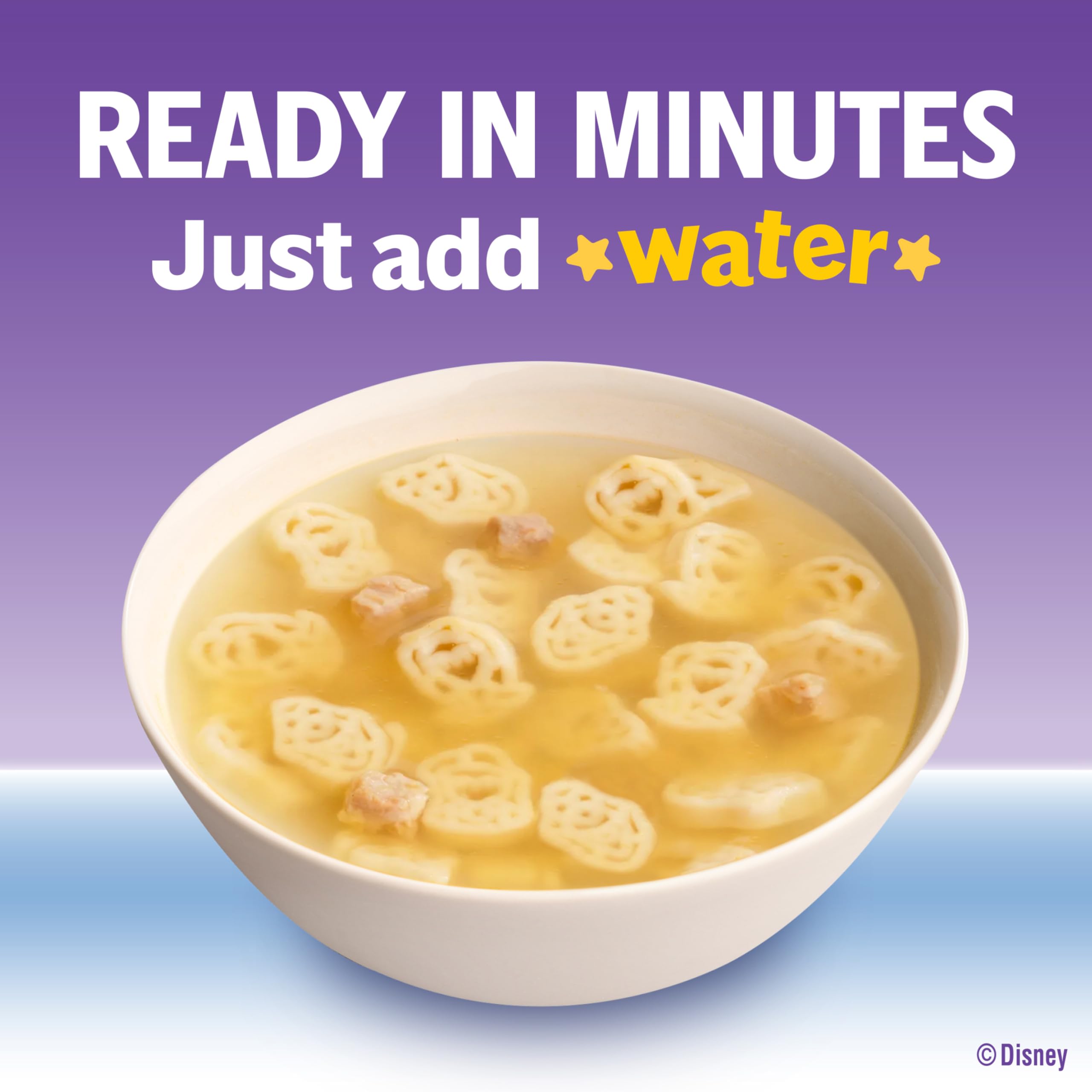 Campbell's Condensed Kids Soup with Disney Frozen shapes, comforting warmth on chilly days.