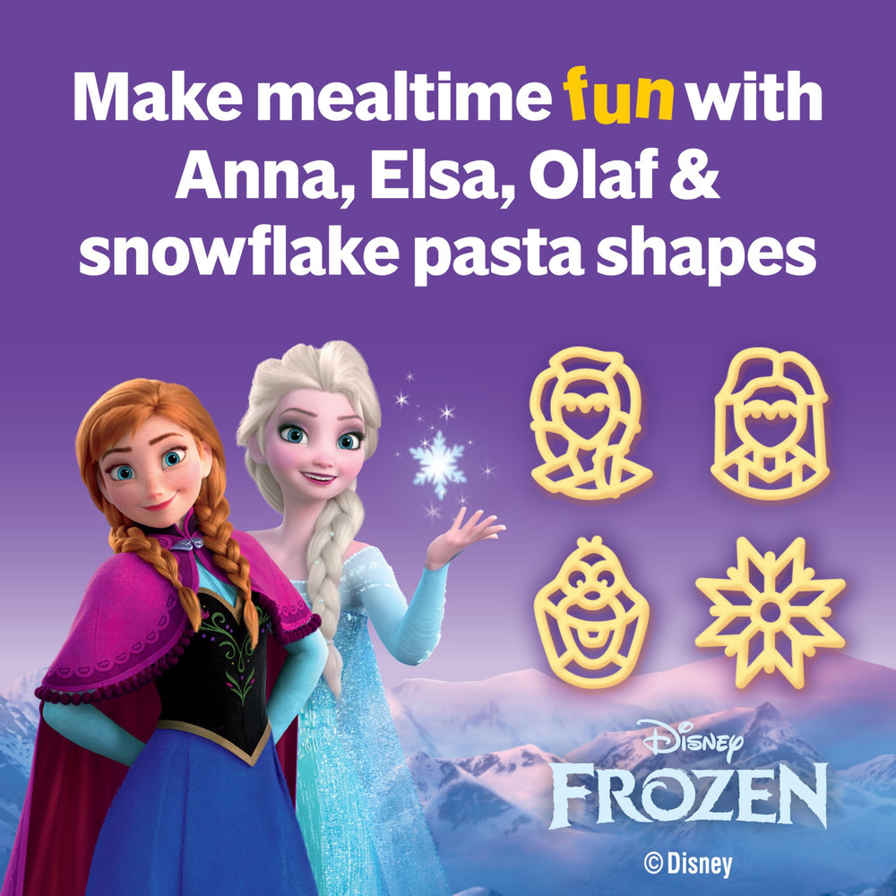 Campbell's Disney Frozen Souper Shapes pasta with chicken, simple lunch option.