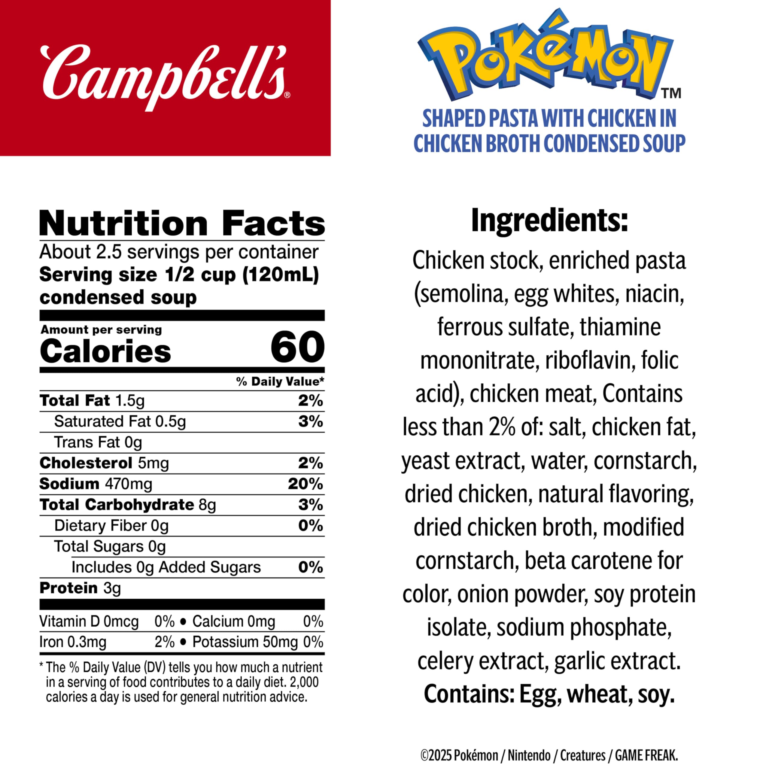Pokémon-shaped pasta in Campbell's soup adds playful fun to mealtime.