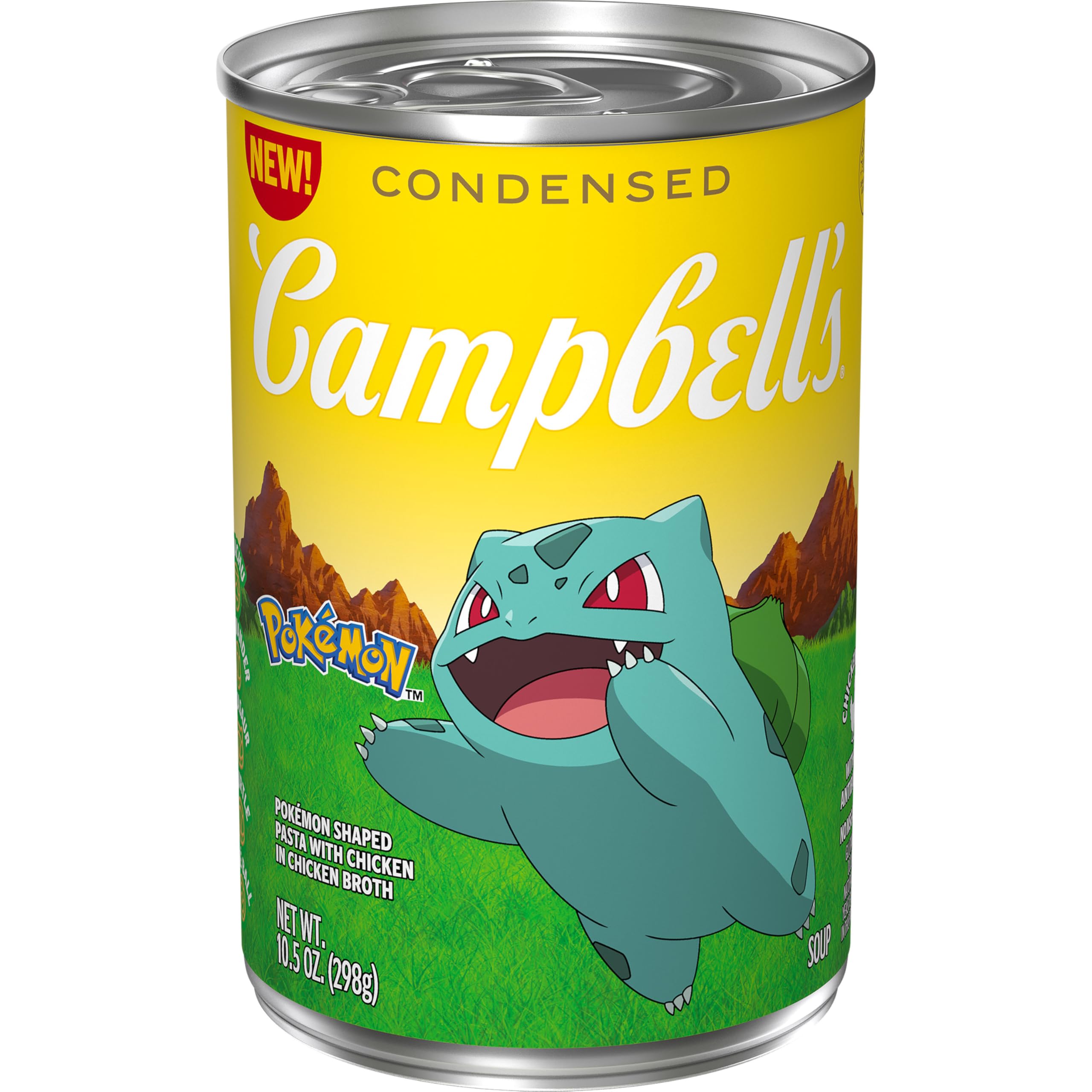 Campbell's Condensed Kids Soup with Pokémon-shaped pasta in chicken broth for busy families.