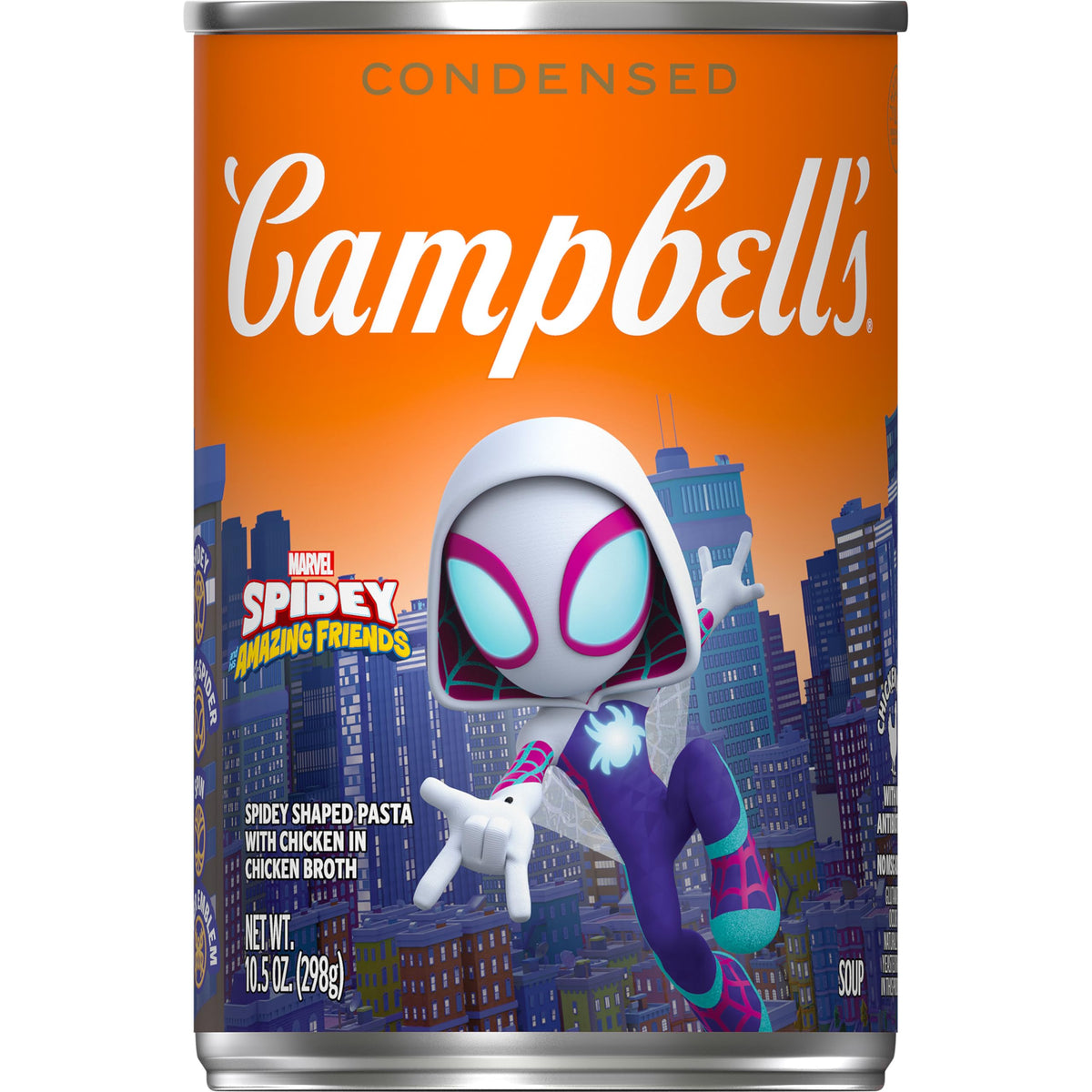 Campbell's Condensed Kids Soup Spidey pasta can offers a kid-friendly, fun shape
