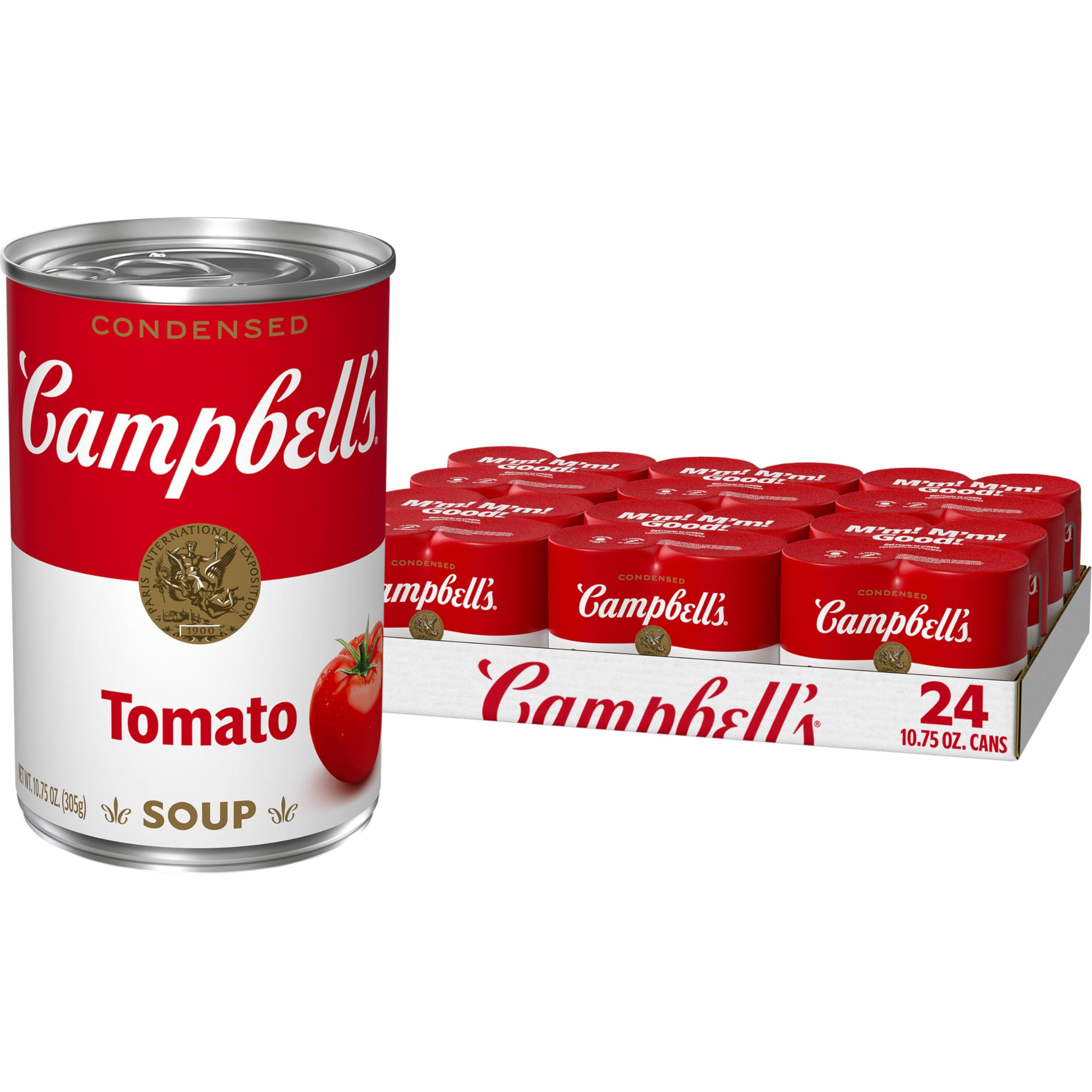 Campbell's Condensed Tomato Soup 24-pack cans for easy pantry meals.