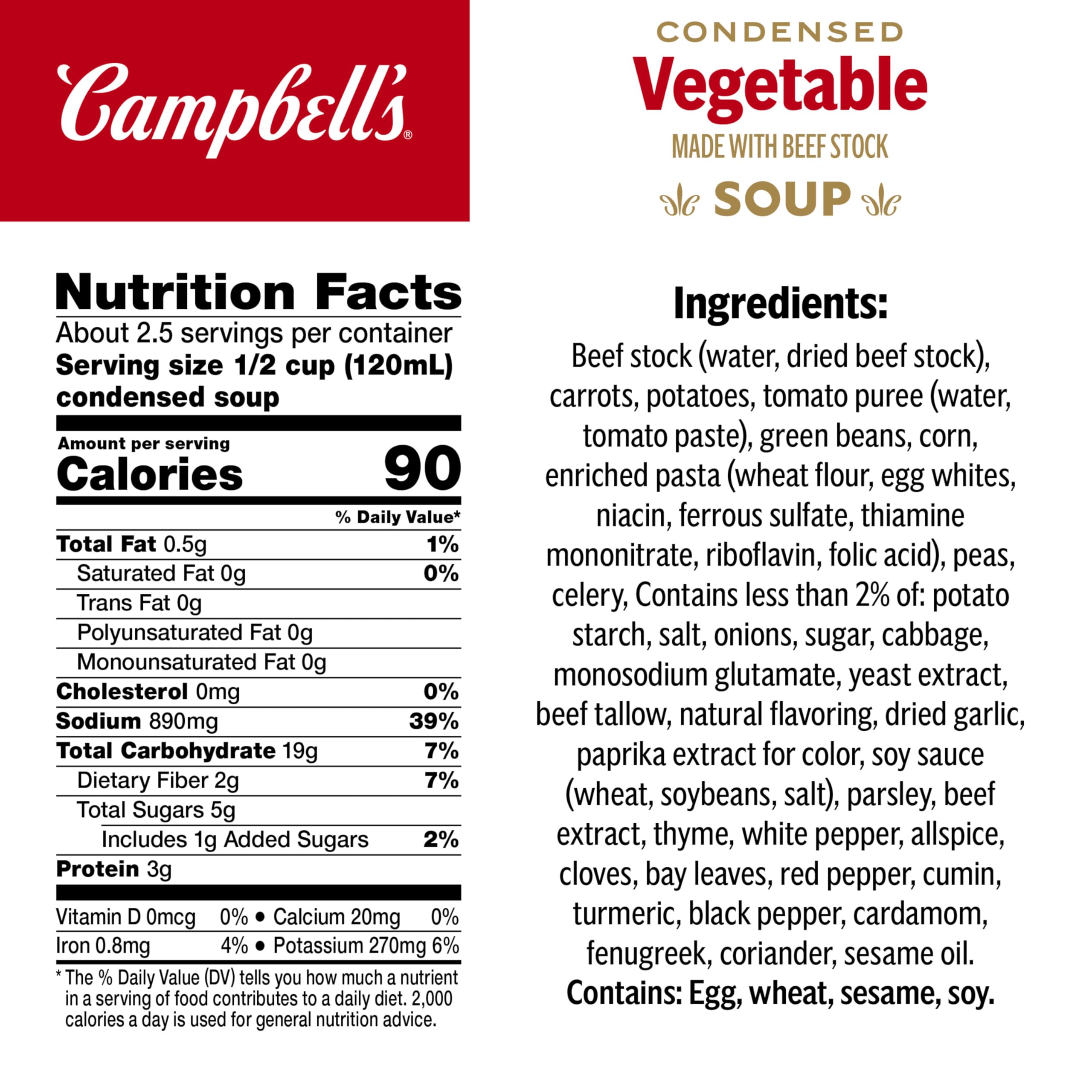 Campbell's condensed vegetable soup ingredients with beef stock, carrots, potatoes, and beans for cozy flavor.