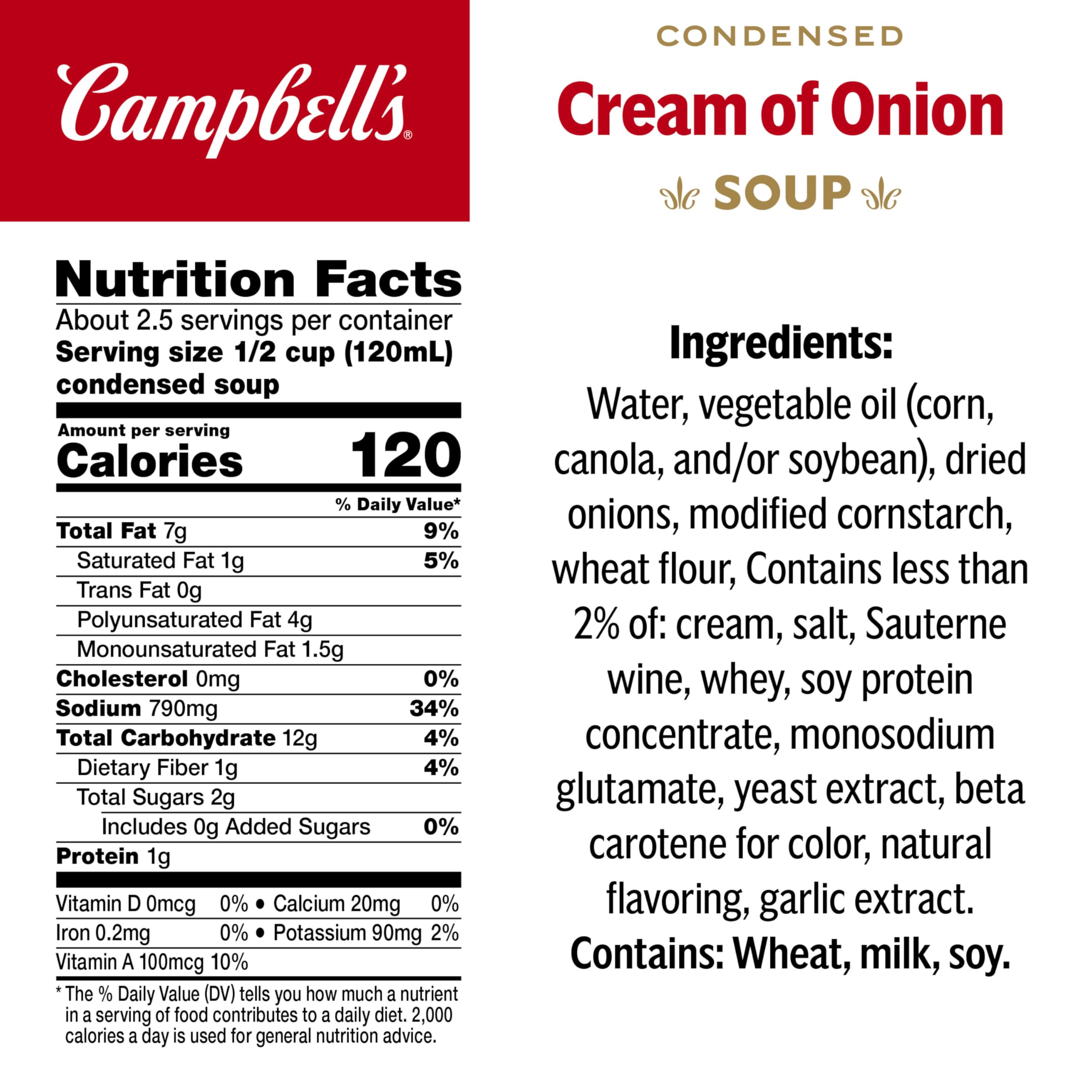 Campbell's Cream of Onion ingredients used as a smooth flavor base.