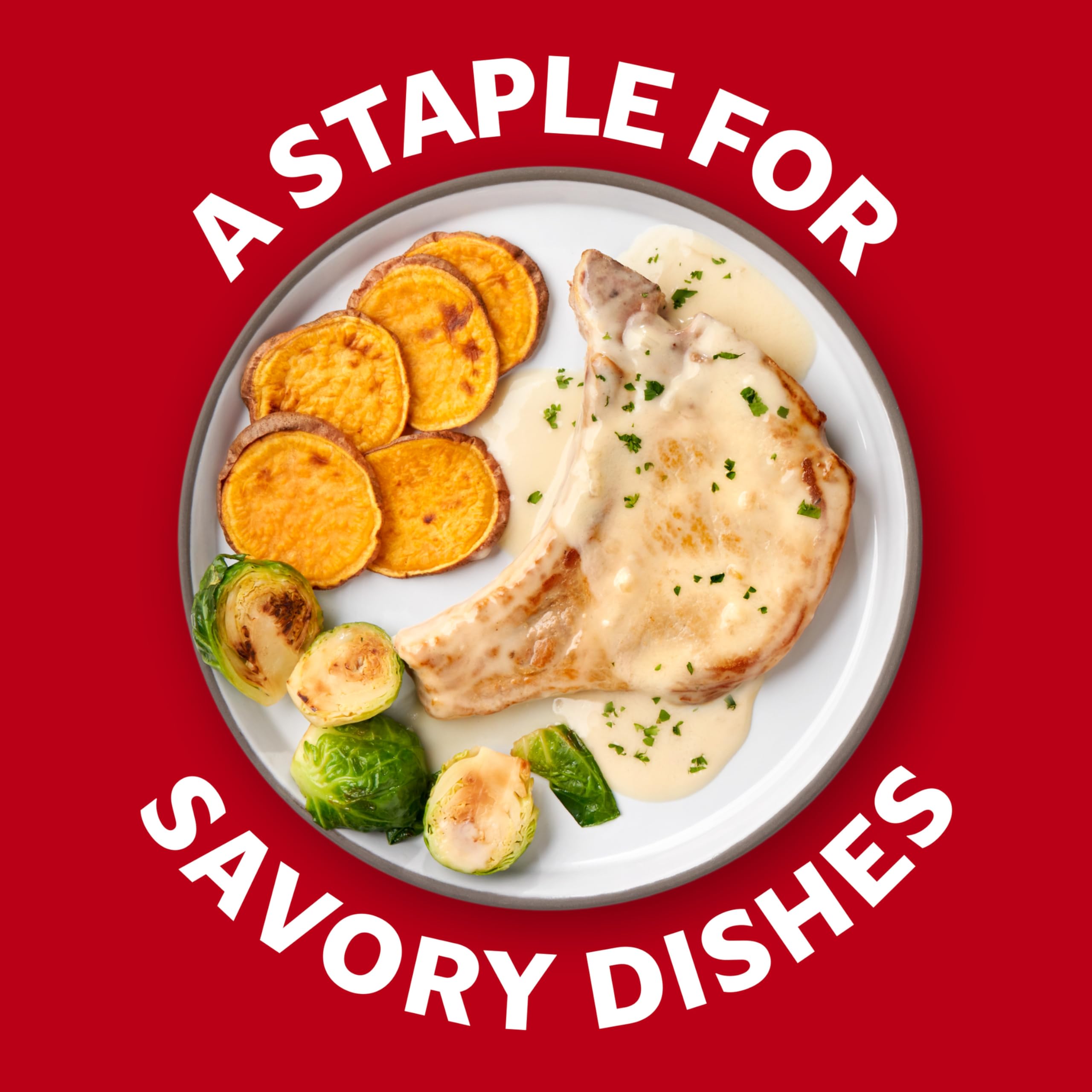 Campbell's Cream of Onion Soup with pork chops and onion sauce for rich flavor.