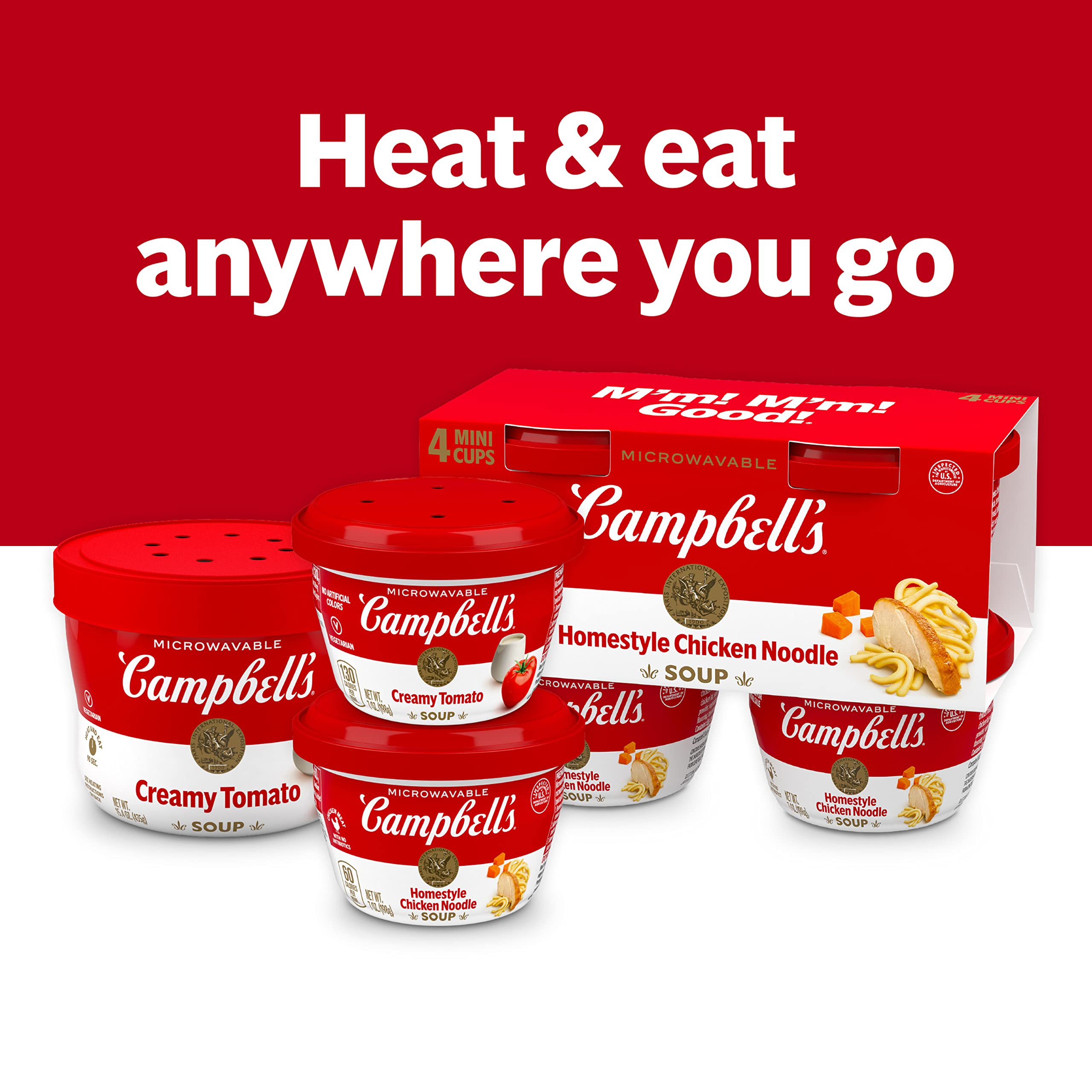 Campbell's Creamy Tomato Soup on-the-go bowl supports portable meals.