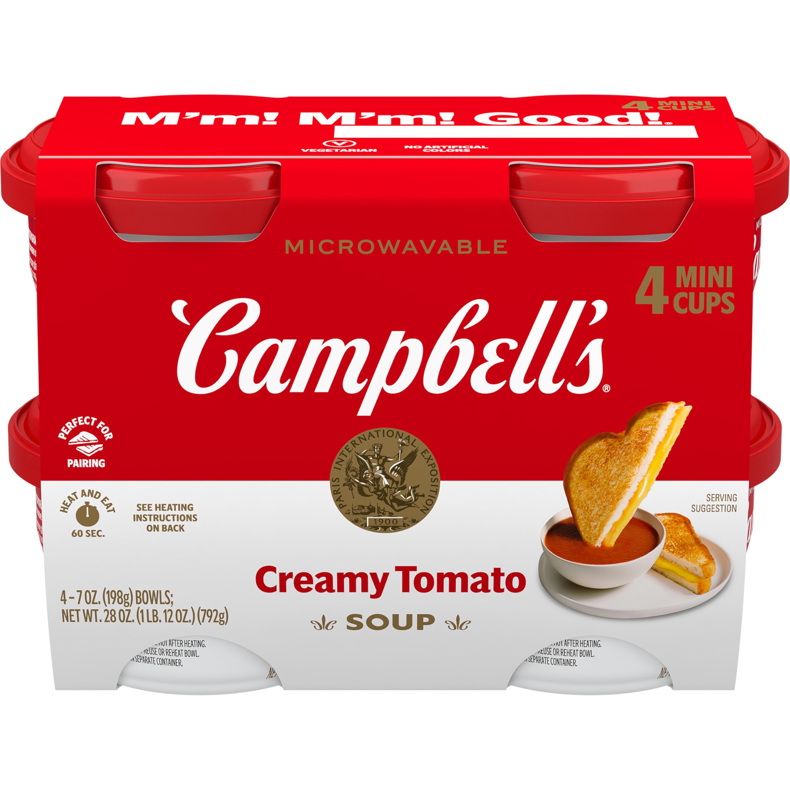 Campbell's Creamy Tomato Soup bowl-front for quick, comforting on-the-go lunch.