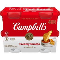 Campbell's Creamy Tomato Soup bowl-front for quick, comforting on-the-go lunch.