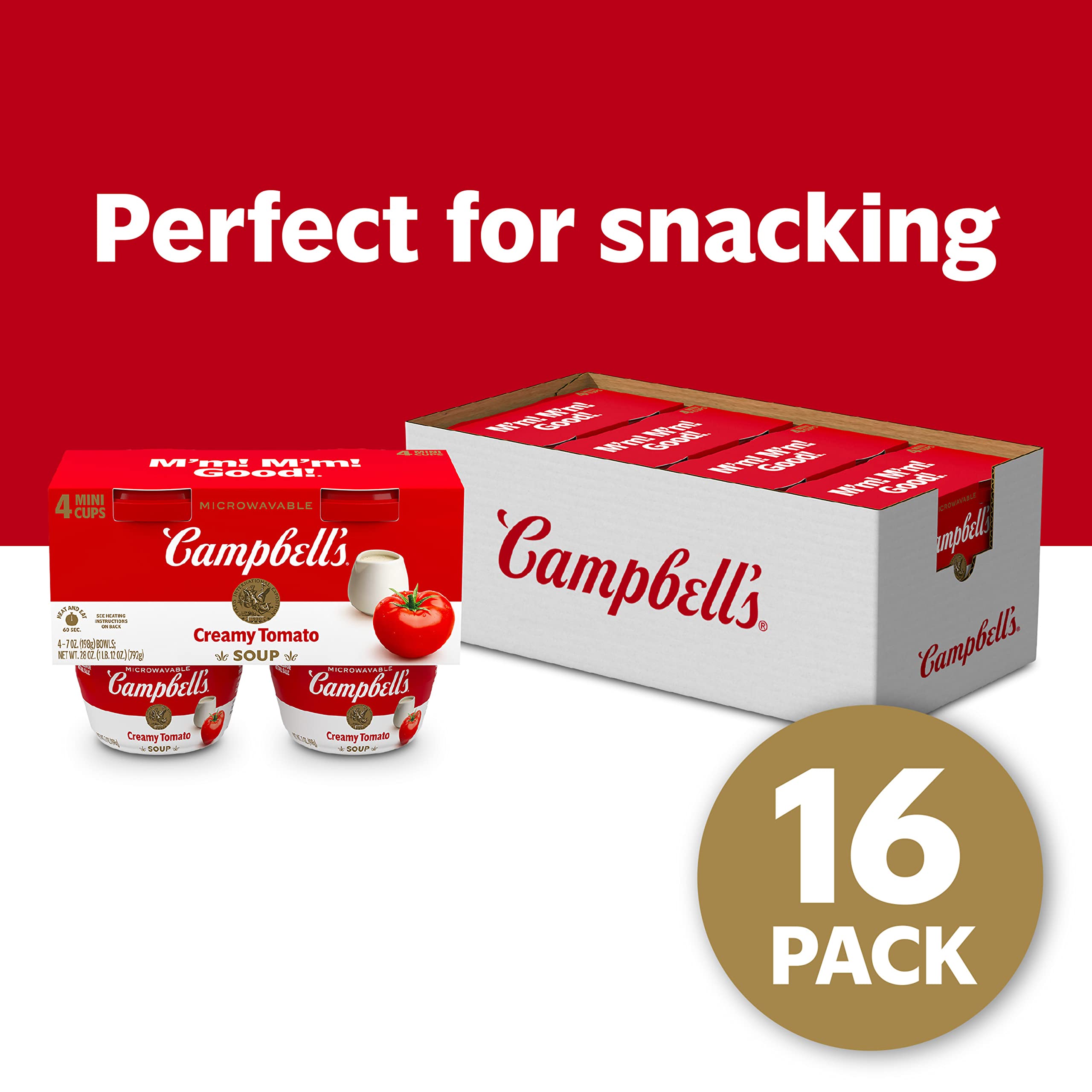 Campbell's Creamy Tomato Soup ready-to-serve bowl captures nostalgic, creamy tomato flavor.