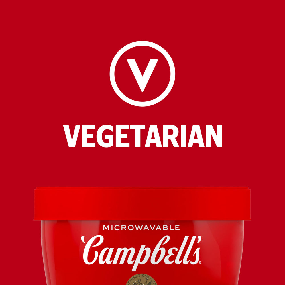 Campbell's Creamy Tomato Soup texture close-up, creamy tomato flavor ideal for a quick lunch