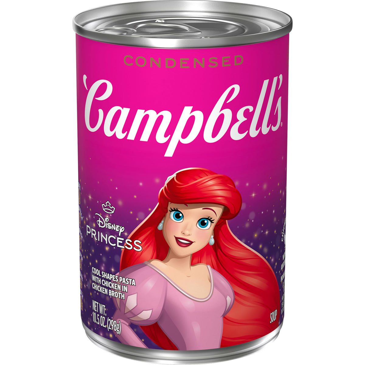 Campbell's Disney Princess Kids Soup with castle pasta, a kid-friendly lunch option.