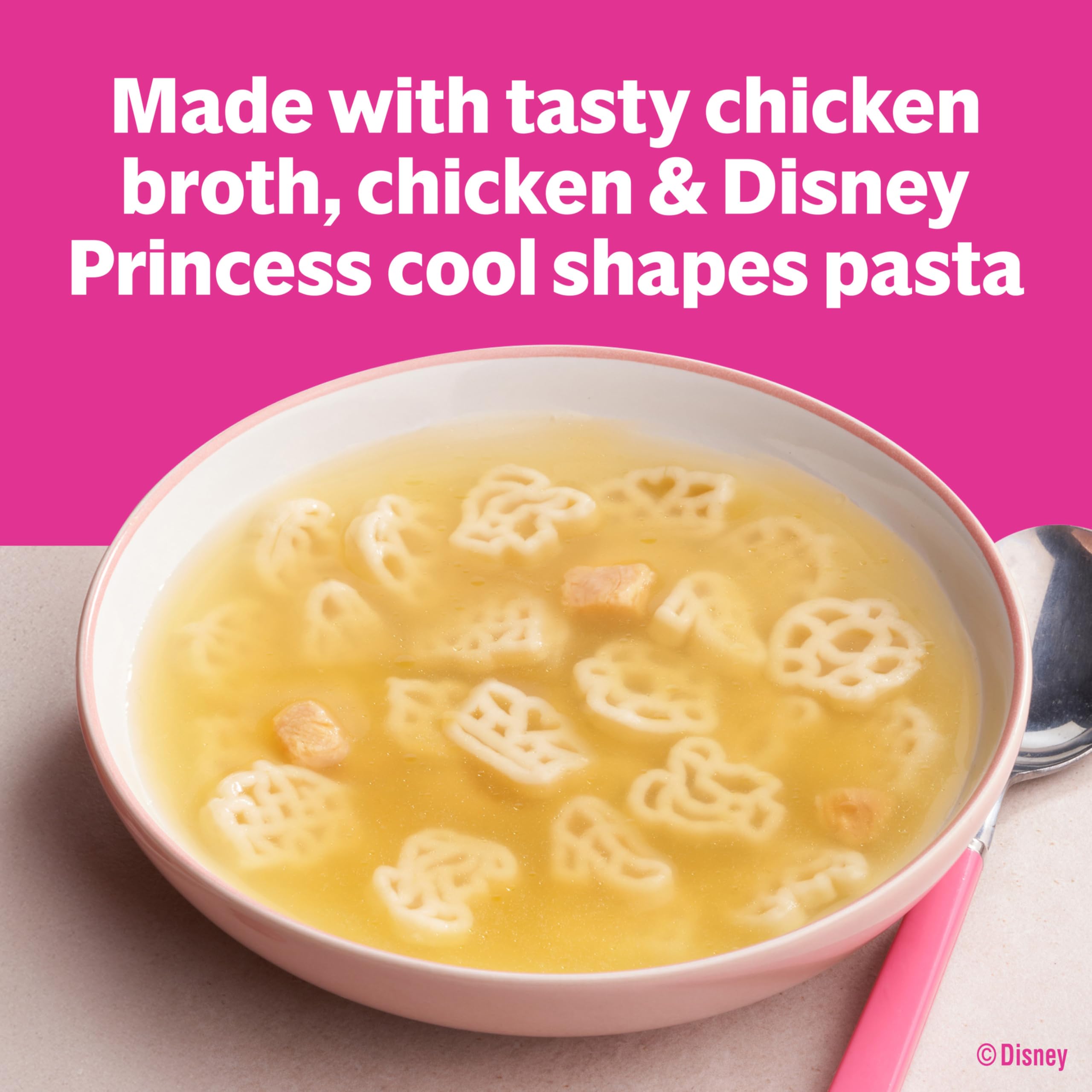 Campbell's Disney Princess Kids Soup with slipper pasta for a playful mealtime.